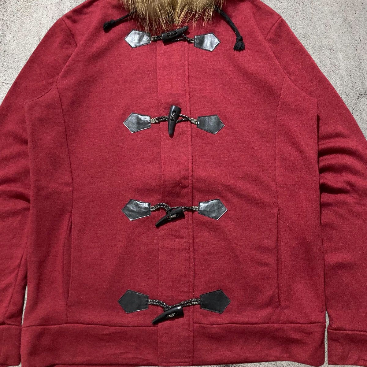 Japanese Brand 2000s Sematic Design Duffle Ziphoodie Fur Red Maroon Lgb Size US M / EU 48-50 / 2 - 4 Thumbnail