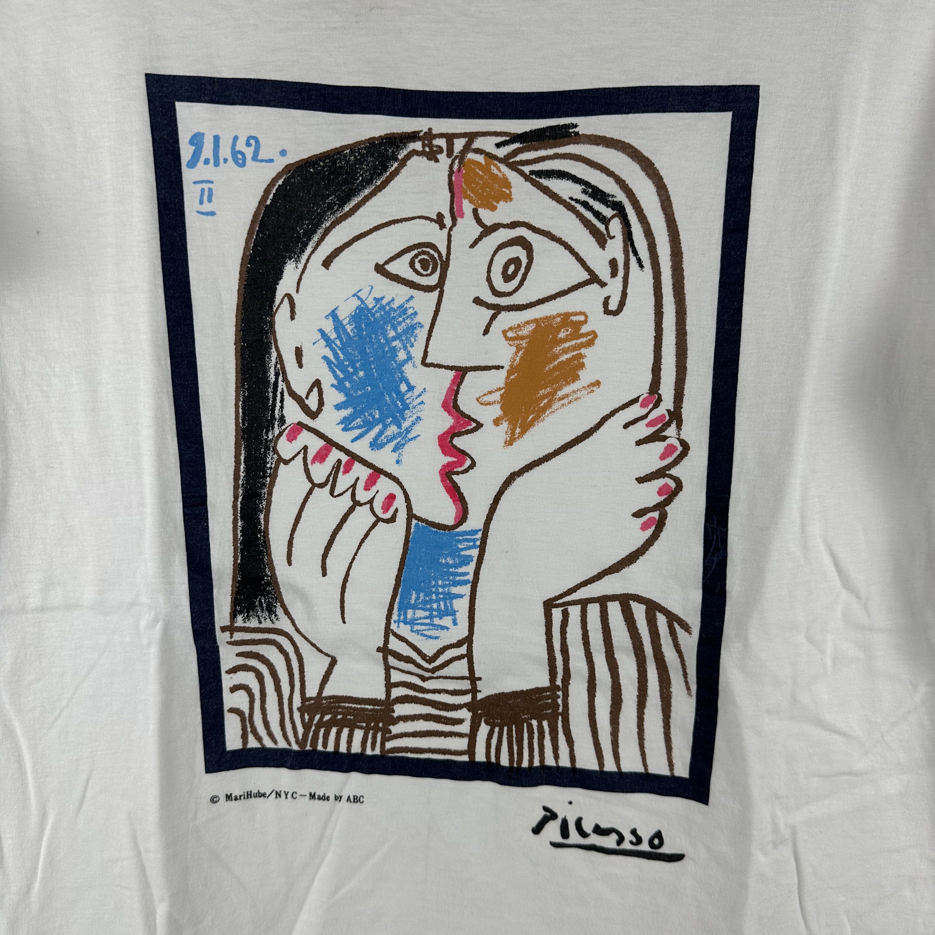 Vintage 90s Pablo PicassoTete Appuyee sur les Mains II Art T-Shirt Size US L / EU 52-54 / 3 - 2 Thumbnail