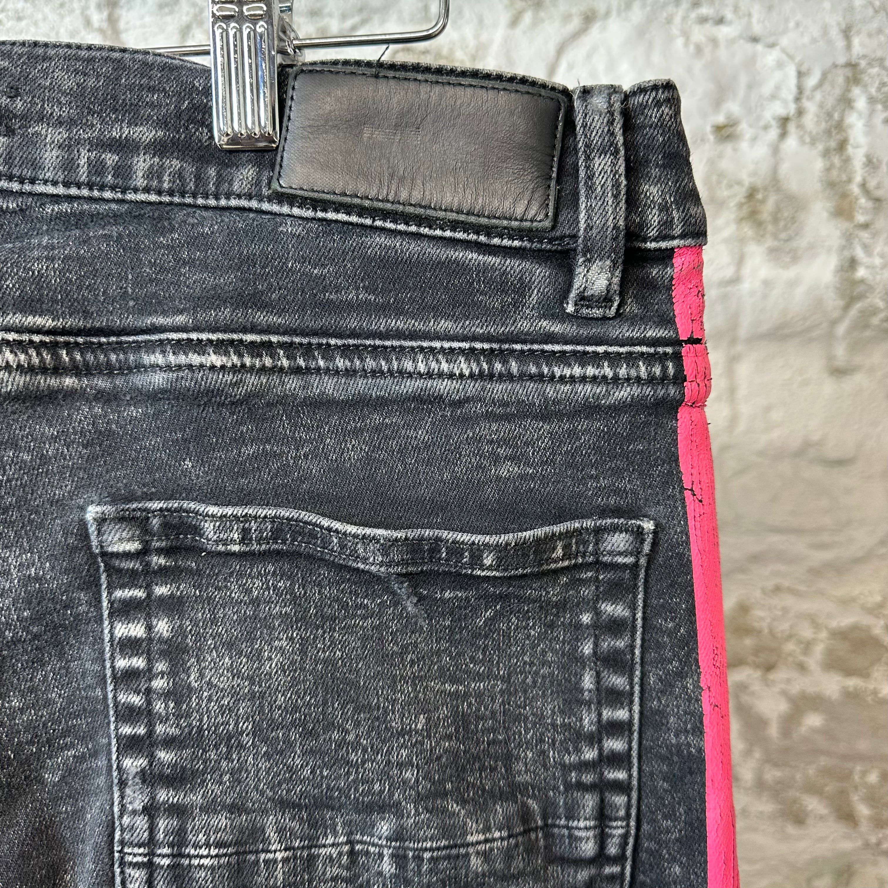 Amiri Amiri Pink Striped Black Denim Jeans Sz 34 Size US 34 / EU 50 - 4 Thumbnail