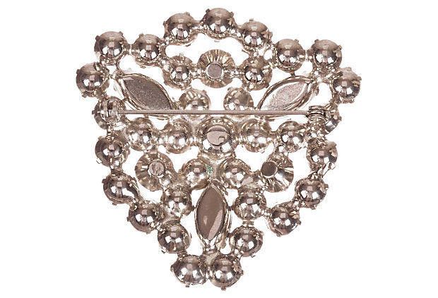 Designer Shield-Motif Clear Rhinestone Pin Size ONE SIZE - 3 Thumbnail