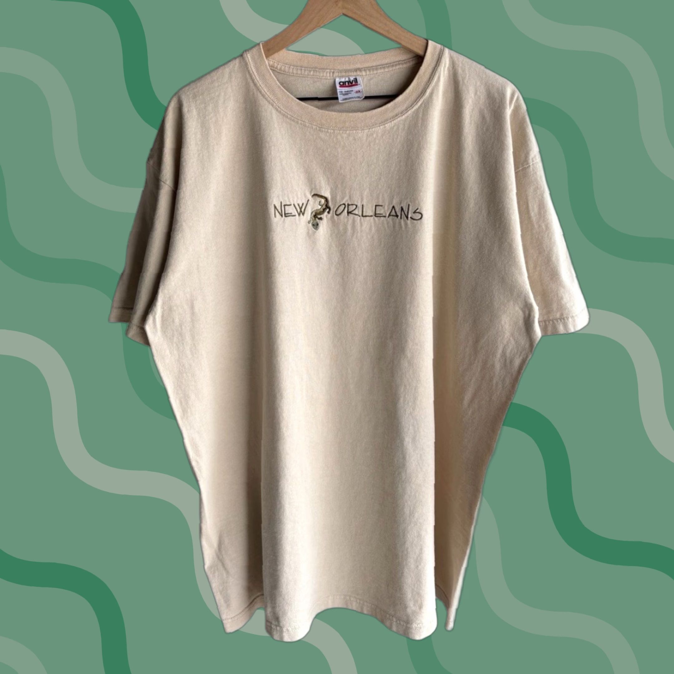 Anvil VINTAGE New Orleans Tee 2XL Anvil Crew Neck Cotton Brown Graphic Print 90s Retro Music USA Men Size US XXL / EU 58 / 5 - 1 Thumbnail