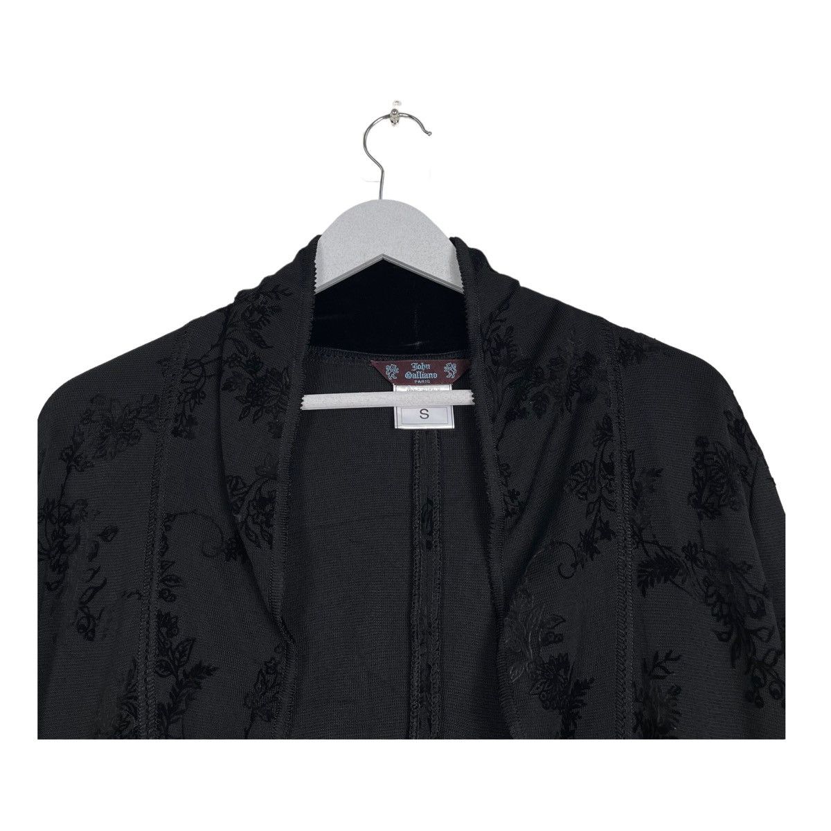 John Galliano 💥JOHN GALLIANO BLACK FLORAL LINEN CARDIGAN Size US L / EU 52-54 / 3 - 4 Thumbnail