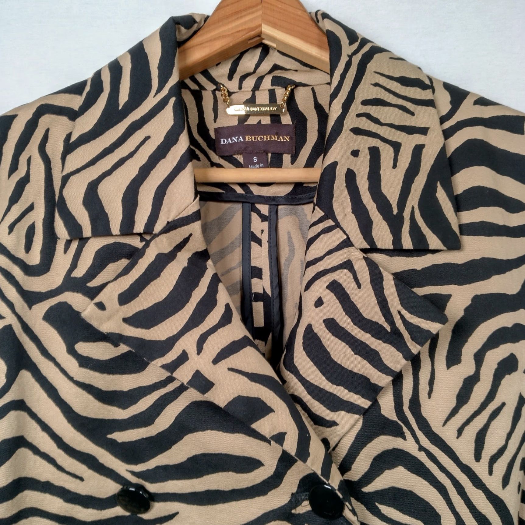 Vintage VINTAGE Dana Buchman Blazer Jacket Animal Print Brown Black Zebra Cotton Small Womens Size S / US 4 / IT 40 - 7 Thumbnail