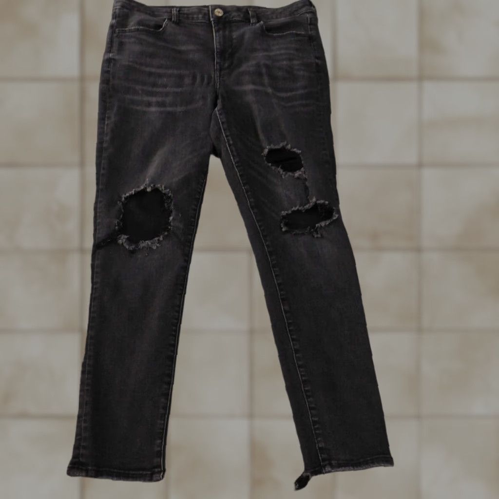 American Eagle Outfitters American Eagle Outfitters Jeans Jegging Womens 14 Black Distressed Retro Vintage-Style Image? Size 24" / US 00 / IT 34 - 1 Thumbnail