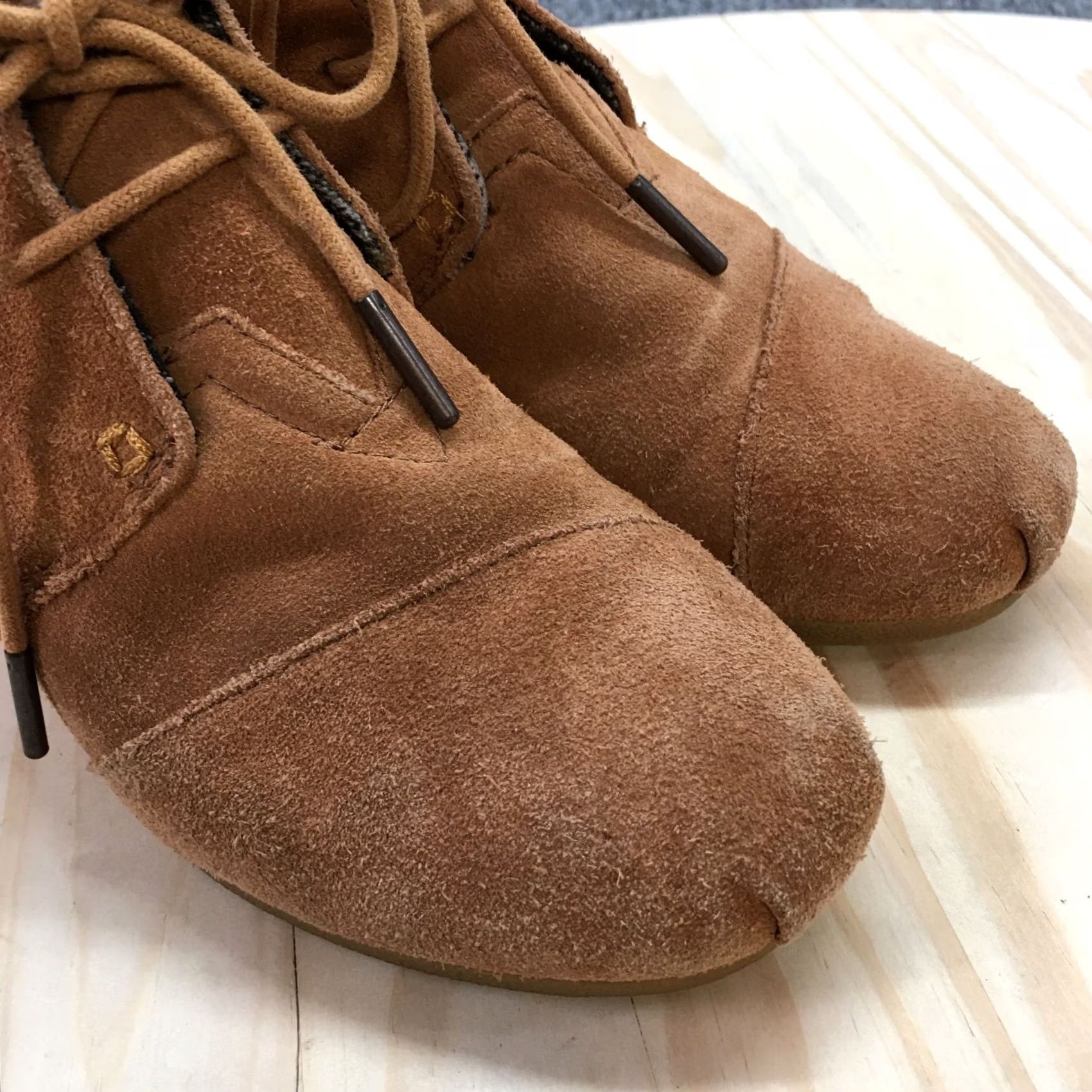 Toms TOMS Chukka Boots Women’s 7.5 Brown Kala Dessert Lace Up Wedge Casual Leather Shoes Size US 8 / IT 38 - 5 Thumbnail