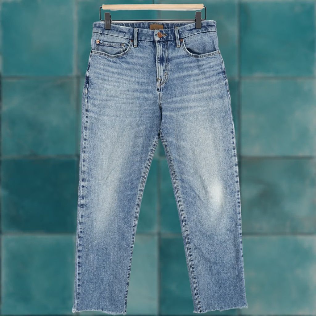 Vintage Porter Blue Jeans Womens 28 Straight Distressed Stretch Ankle Fray Blue Denim Cotton Blend Size 28" / US 6 / IT 42 - 1 Thumbnail