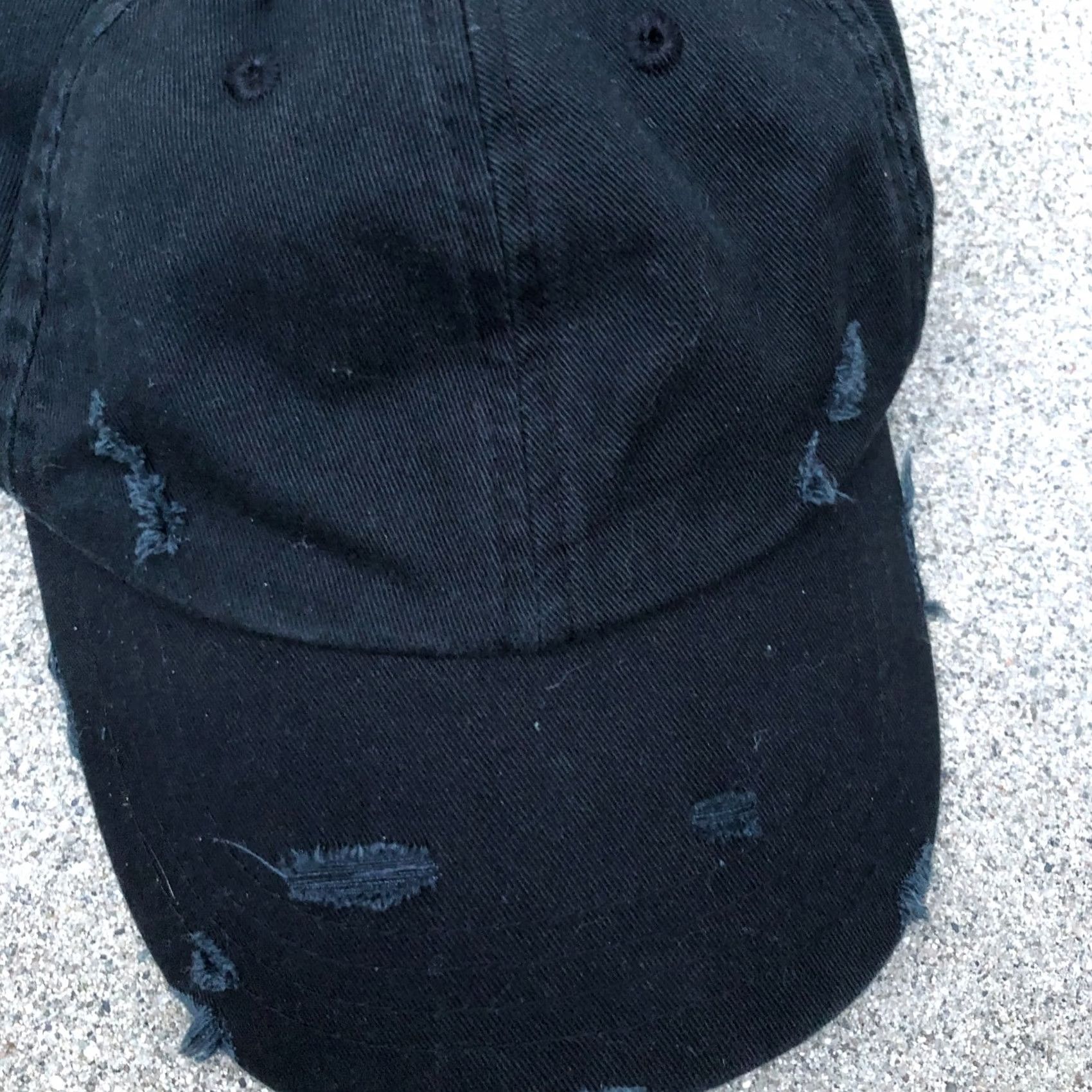 Forever 21 FOREVER 21 MEN Distressed Ripped Hat One Size Black Adjustable Cap Baseball Cap Mens Cap Size ONE SIZE - 2 Thumbnail