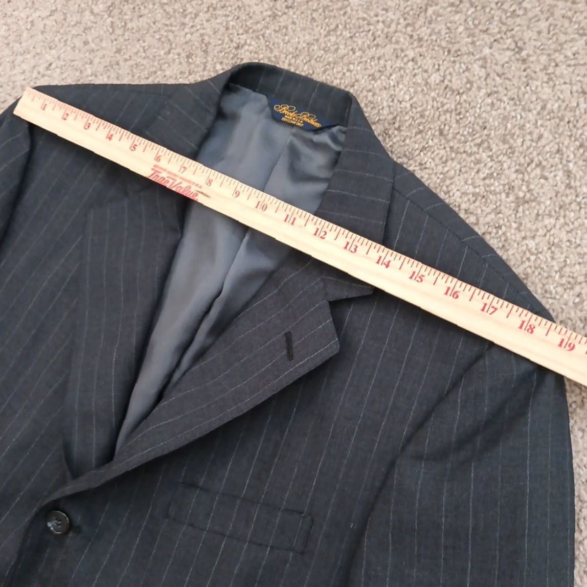 Brooks Brothers Brooks Brothers Blazer Mens 41 Wool Gray Striped Single-Breasted Two-Button Notch Lapel 2 Piece Regular Sold as is Size 42R - 2 Thumbnail