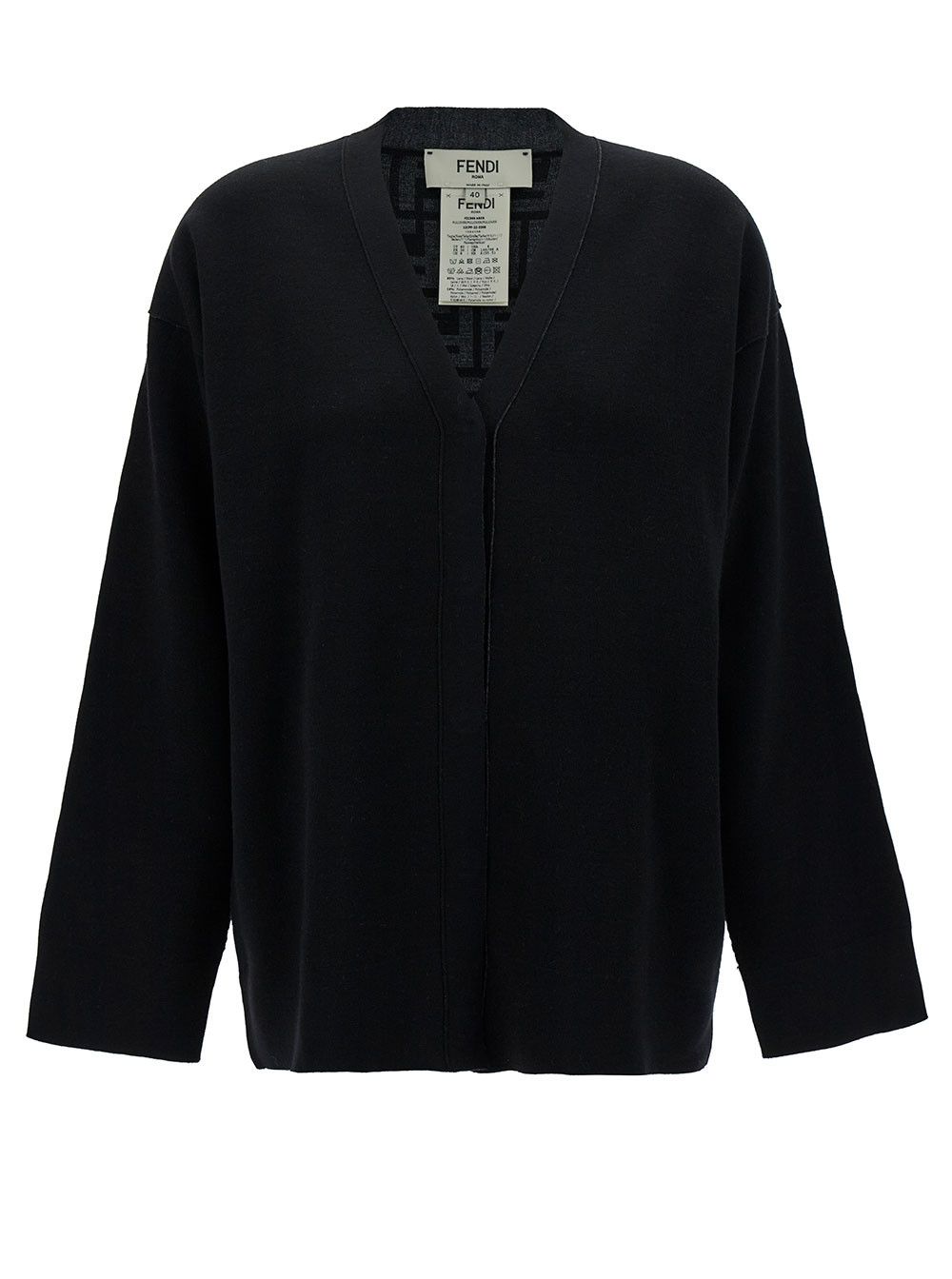 Fendi Black Reversible Cardigan with Jacquard FF Motif in Knit Woman Size M / US 6-8 / IT 42-44 - 1 Thumbnail