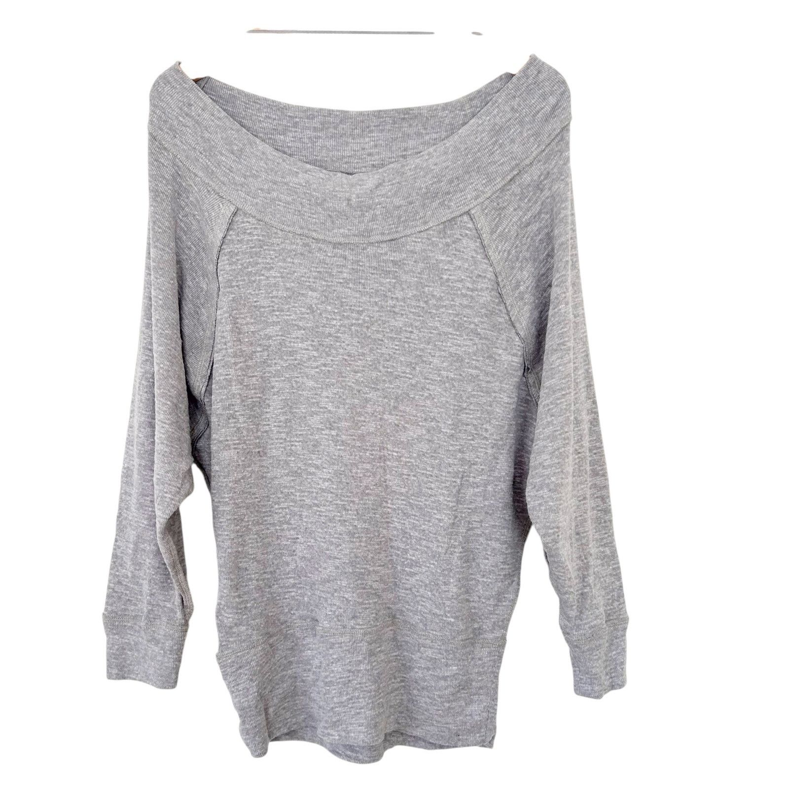Free People Free People Gray Palisades Off The Shoulder Shirt Sz S Size S / US 4 / IT 40 - 1 Thumbnail