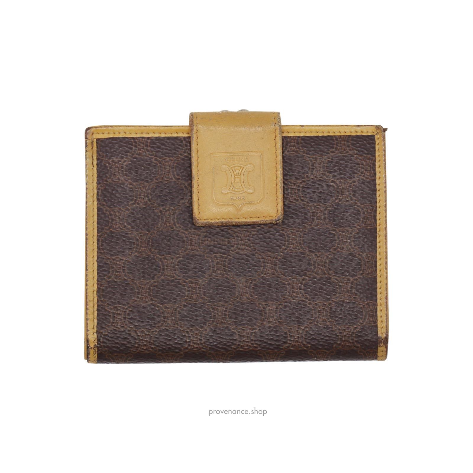 image of Celine Snap Wallet - Macadam Triomphe in Brown, Men's