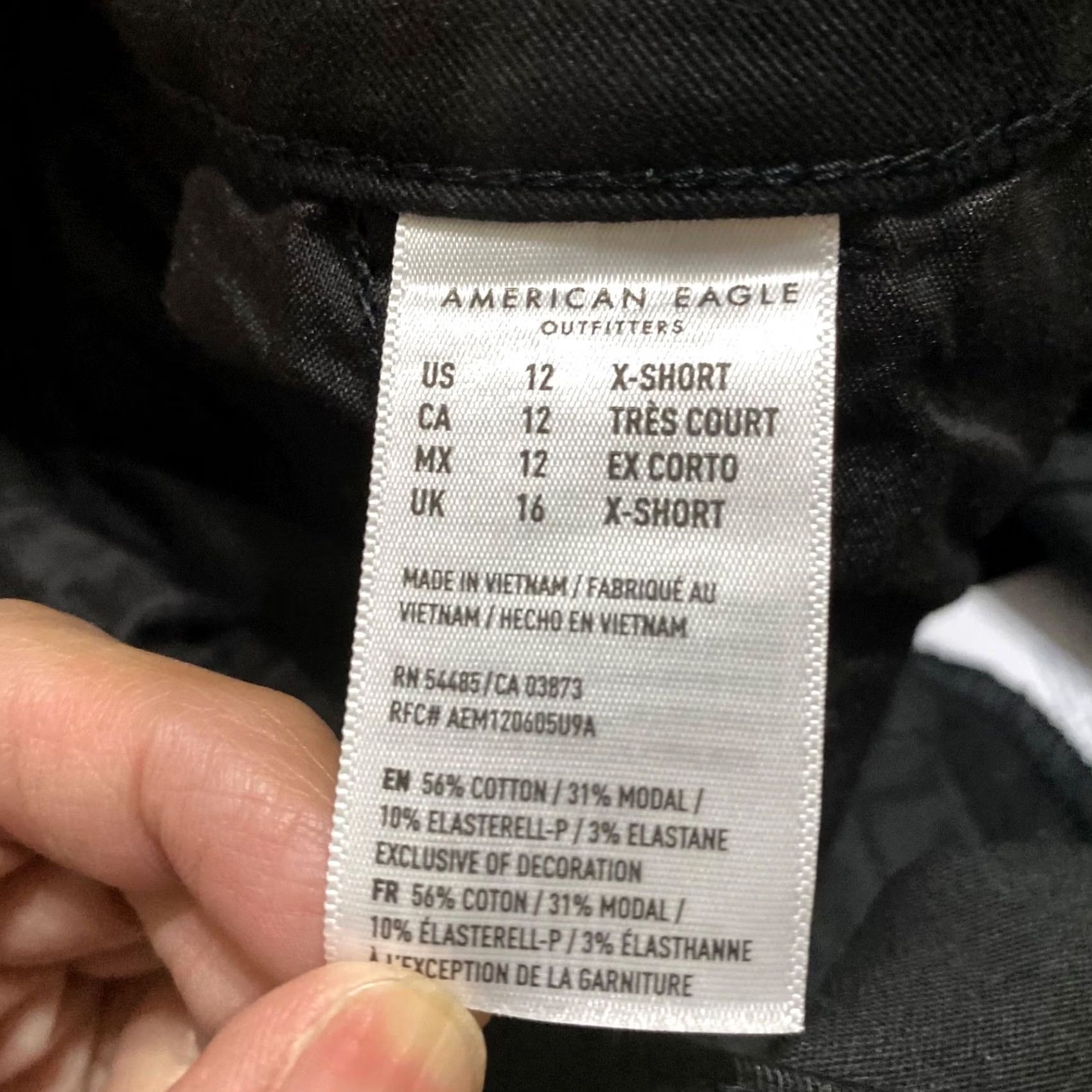 American Eagle Outfitters NWT American Eagle Womens 12P Pants Black Skinny Petites High Rise Stretch Button Zip Size 34" / US 12 / IT 48 - 4 Thumbnail