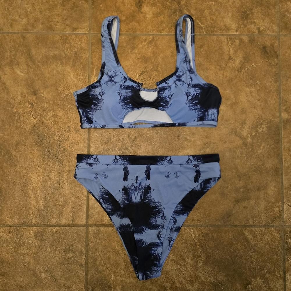 Designer Dust Blue Navy Detailed Bikini Set Size ONE SIZE - 3 Thumbnail