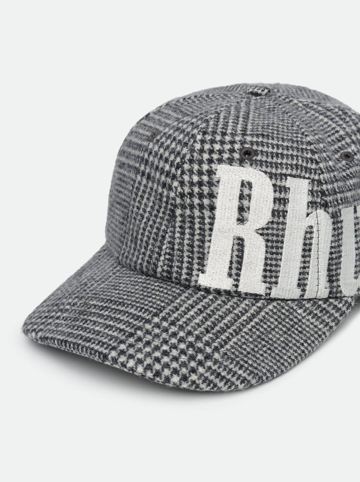 Rhude RHUDE Wrap Logo 6-Panel Hat O/S Black /White Houndstooth Size ONE SIZE - 4 Thumbnail