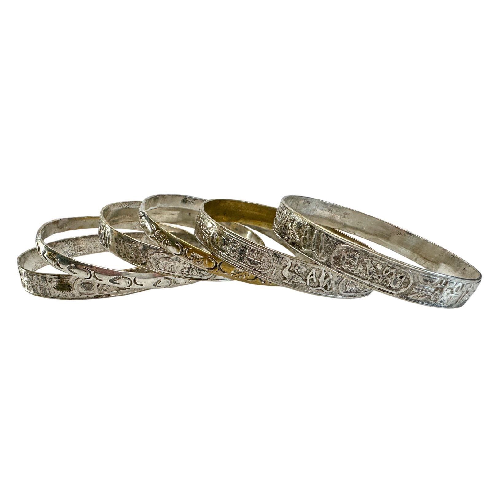 Other Symbol Etched Silverplated Bangle bracelets Stamped MEXICO Size ONE SIZE - 2 Thumbnail