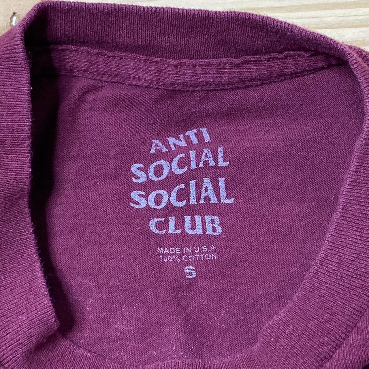 Anti Social Social Club ASSC Burgundy Thrashed Streetwear Tee Size Small Size US S / EU 44-46 / 1 - 4 Thumbnail