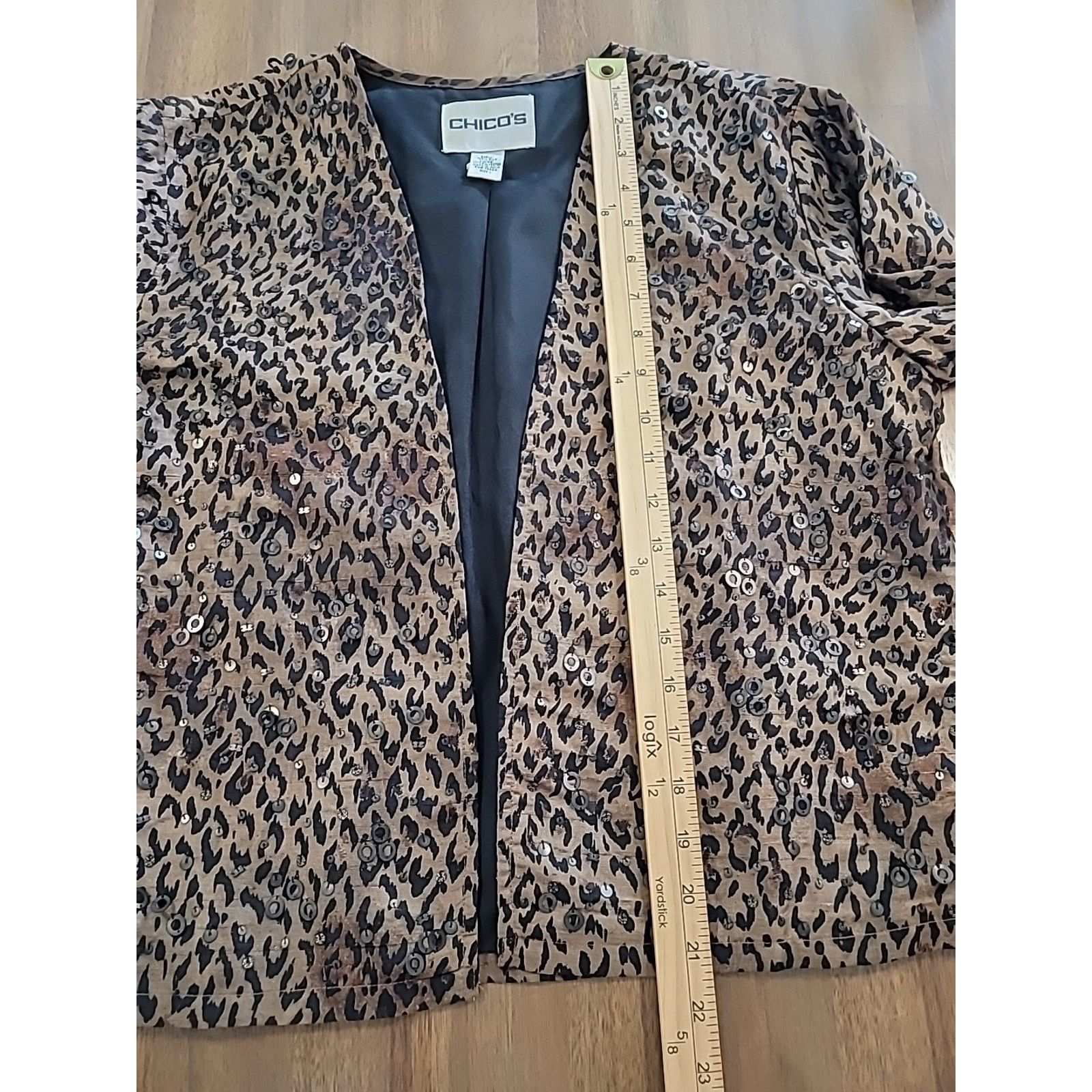 Chicos Chico’s Silk Sequin Jacket Animal Print Cropped M Size M / US 6-8 / IT 42-44 - 7 Thumbnail