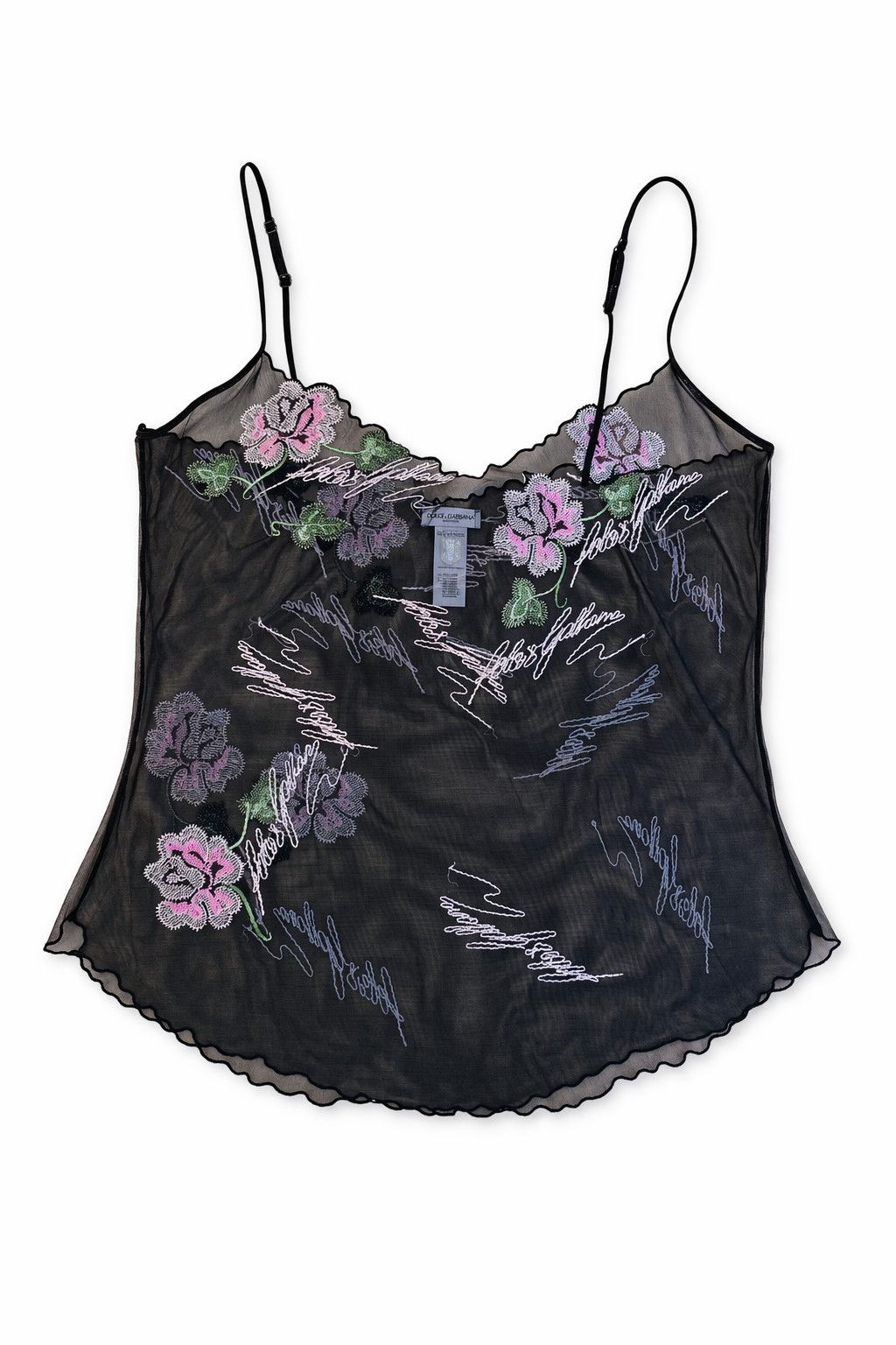 Dolce & Gabbana Dolce & Gabbana Sheer Mesh Floral Embroidered D&G Top Size M / US 6-8 / IT 42-44 - 1 Thumbnail