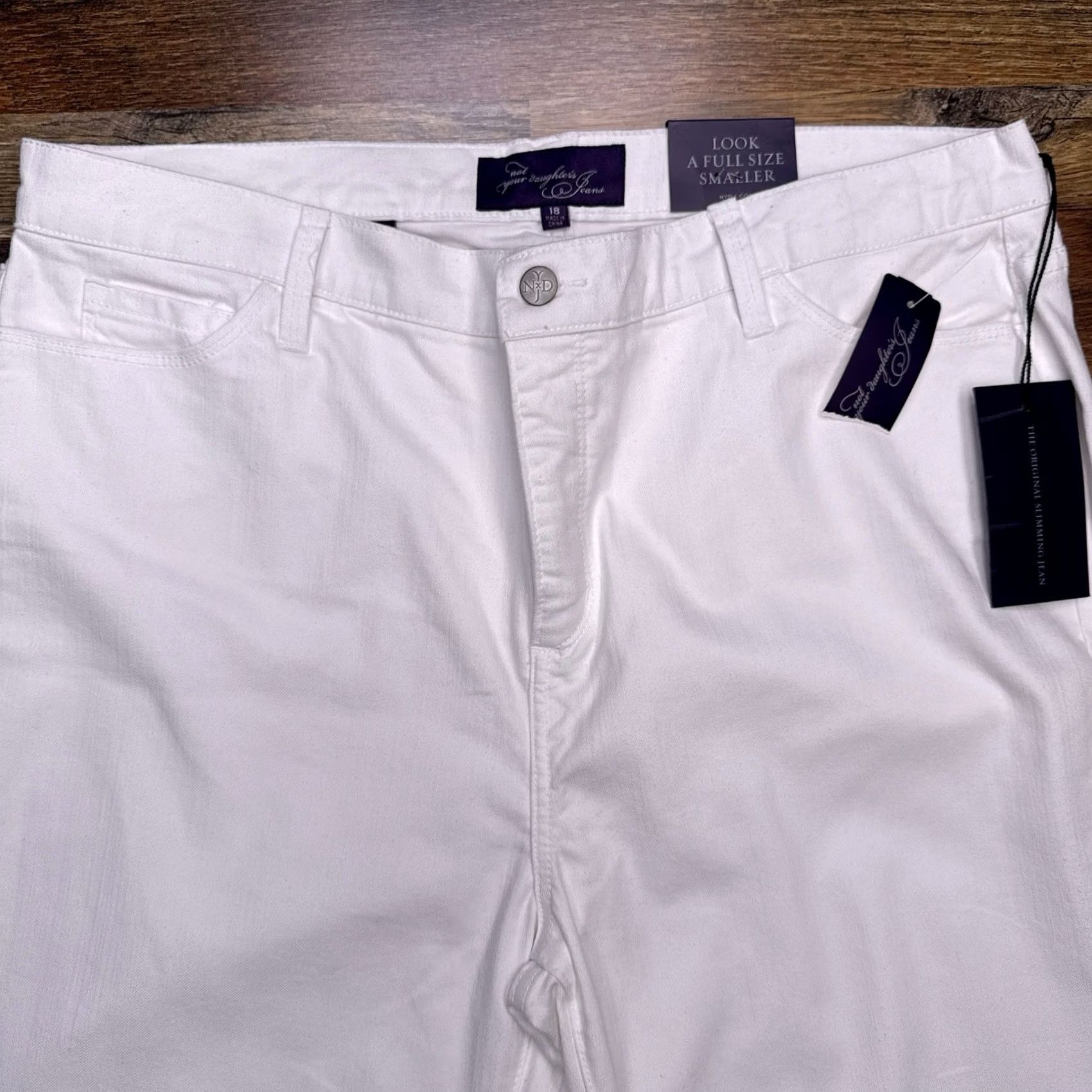 NYDJ NYDJ Straight Jeans 18 White High Rise Stretch New Womens Jeans 5-Pocket Modern Size 40" / US 18 - 2 Thumbnail