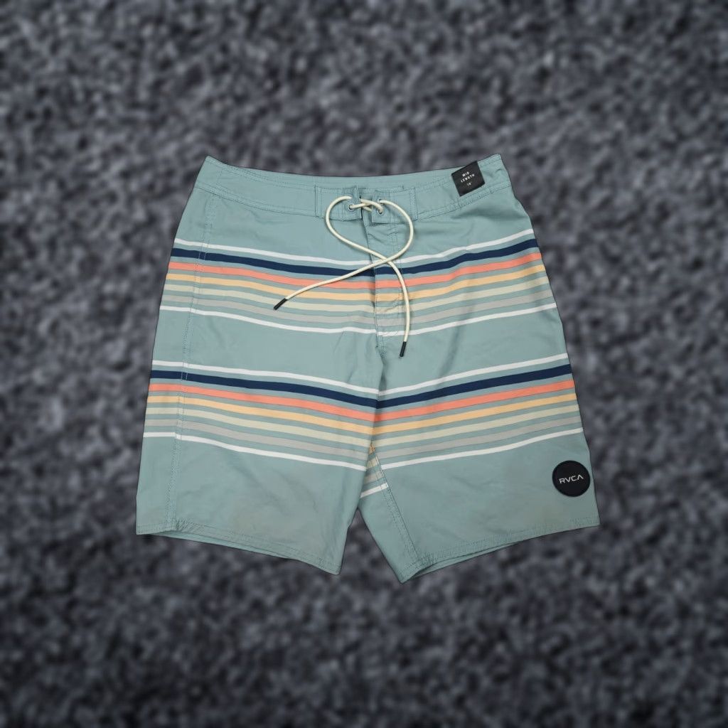 RVCA RVCA Swim Trunks Shorts Men 32 Blue Striped Hawaiian 19" NWT Board Shorts Multicolor Size US 32 / EU 48 - 1 Thumbnail