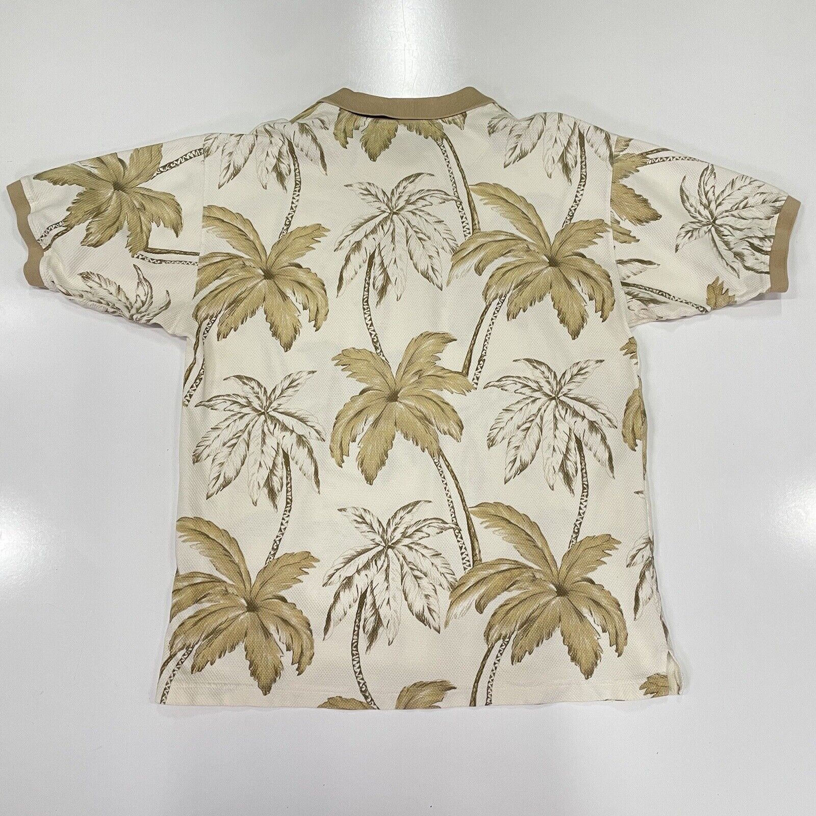Ocean Pacific OP Ocean Pacific Sunwear Hawaiian Polo Shirt Beige Palm Sz L Size US L / EU 52-54 / 3 - 6 Thumbnail