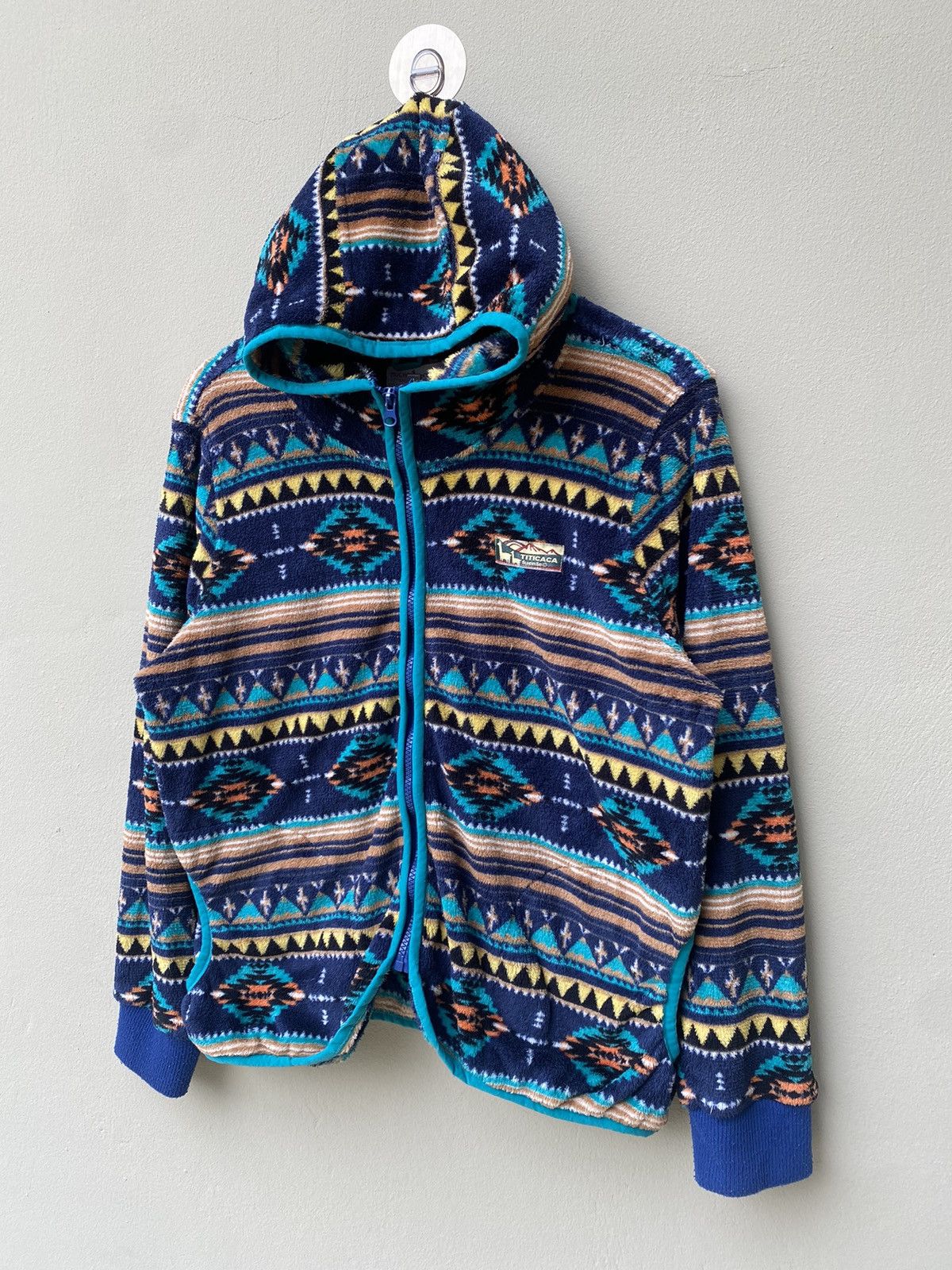 Native RARE VINTAGE TITICACA STYLE NAVACO DESIGN FLEECE JACKET Size US M / EU 48-50 / 2 - 3 Thumbnail