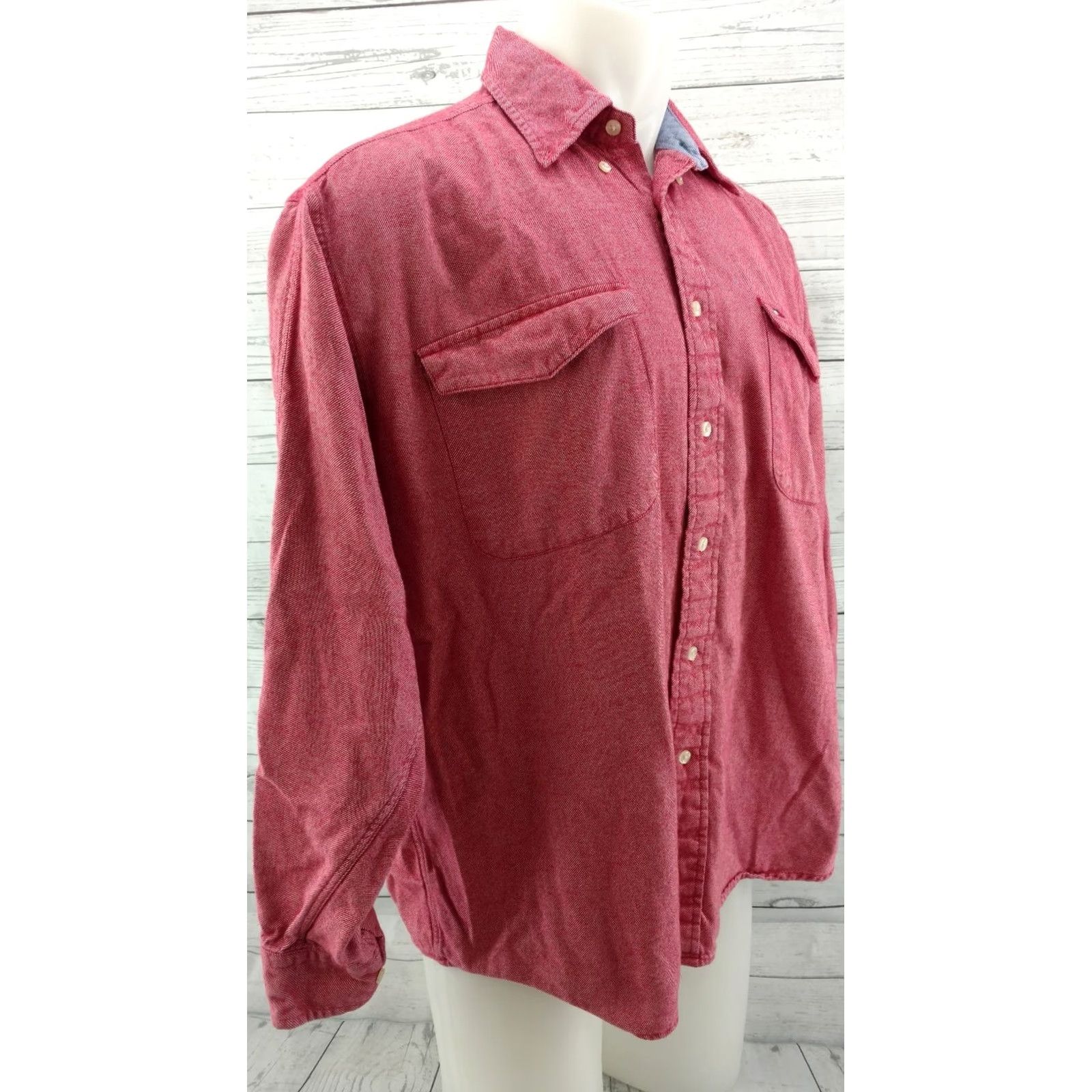 Tommy Hilfiger Mens Tommy Hilfiger Shirt L Pink White Striped Long Sleeve Button Front Front Shirt Size US L / EU 52-54 / 3 - 4 Thumbnail
