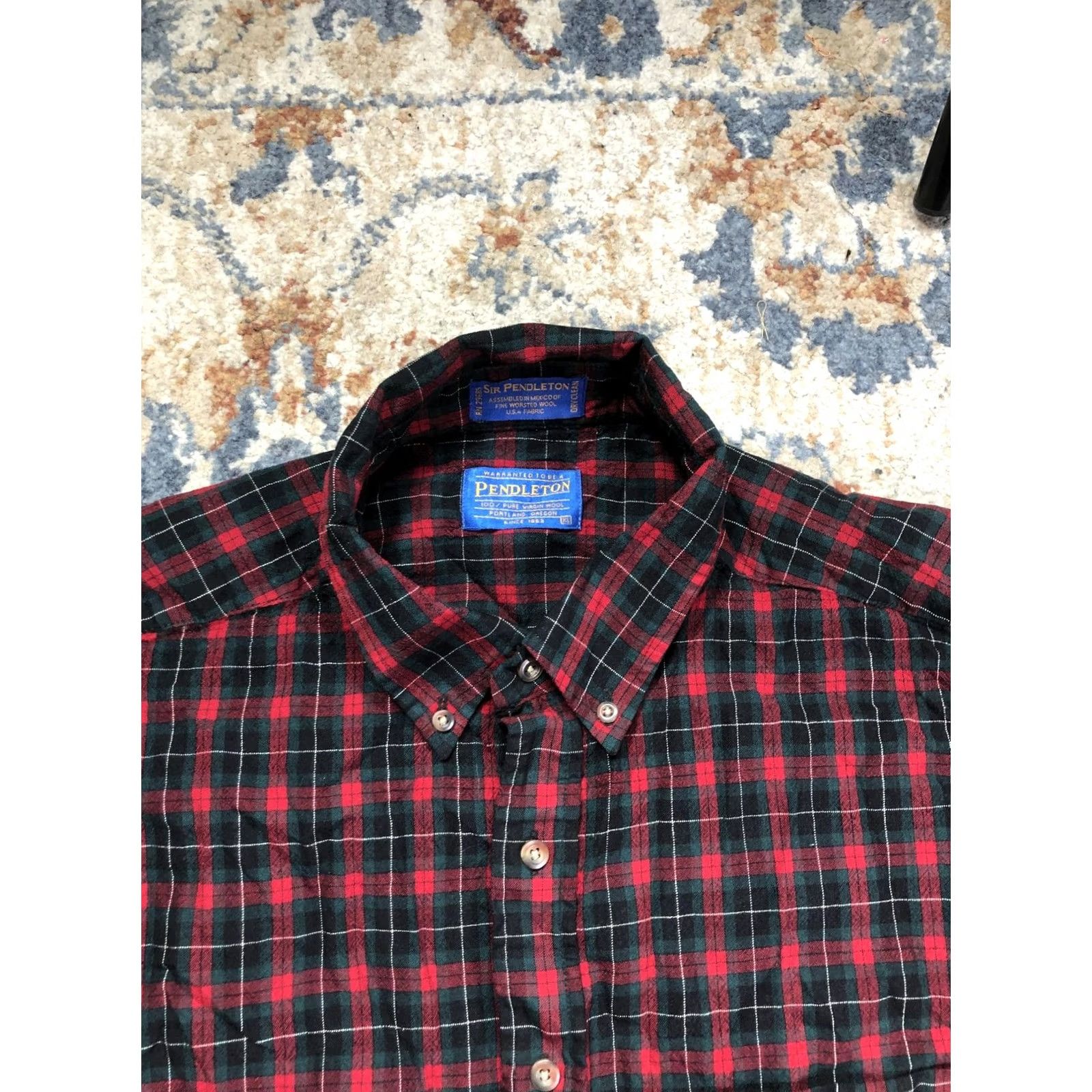 Pendleton VINTAGE Pendleton Shirt Mens XL Red Green Plaid Wool Long Sleeve Button-Down Shirt Size US XL / EU 56 / 4 - 2 Thumbnail