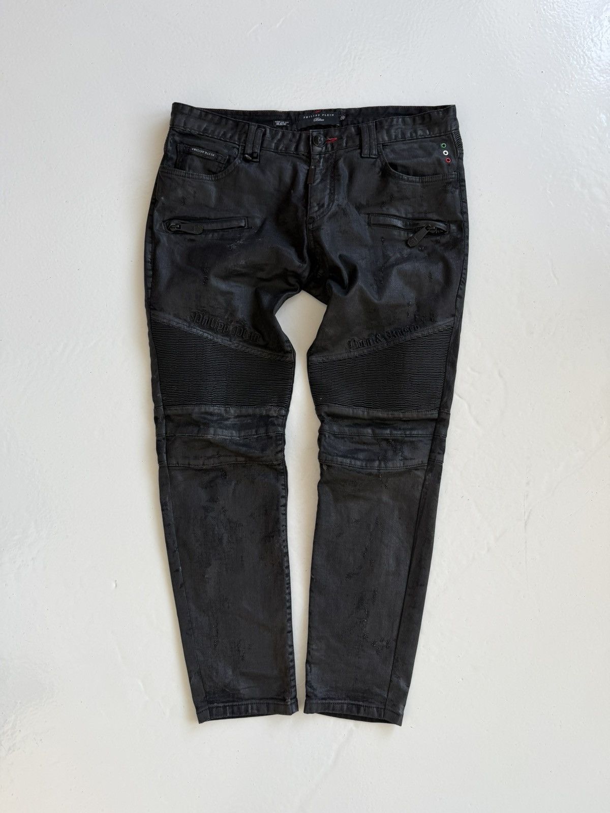 Philipp Plein Philipp Plein born&raised distressed waxed biker denim Size US 36 / EU 52 - 1 Thumbnail