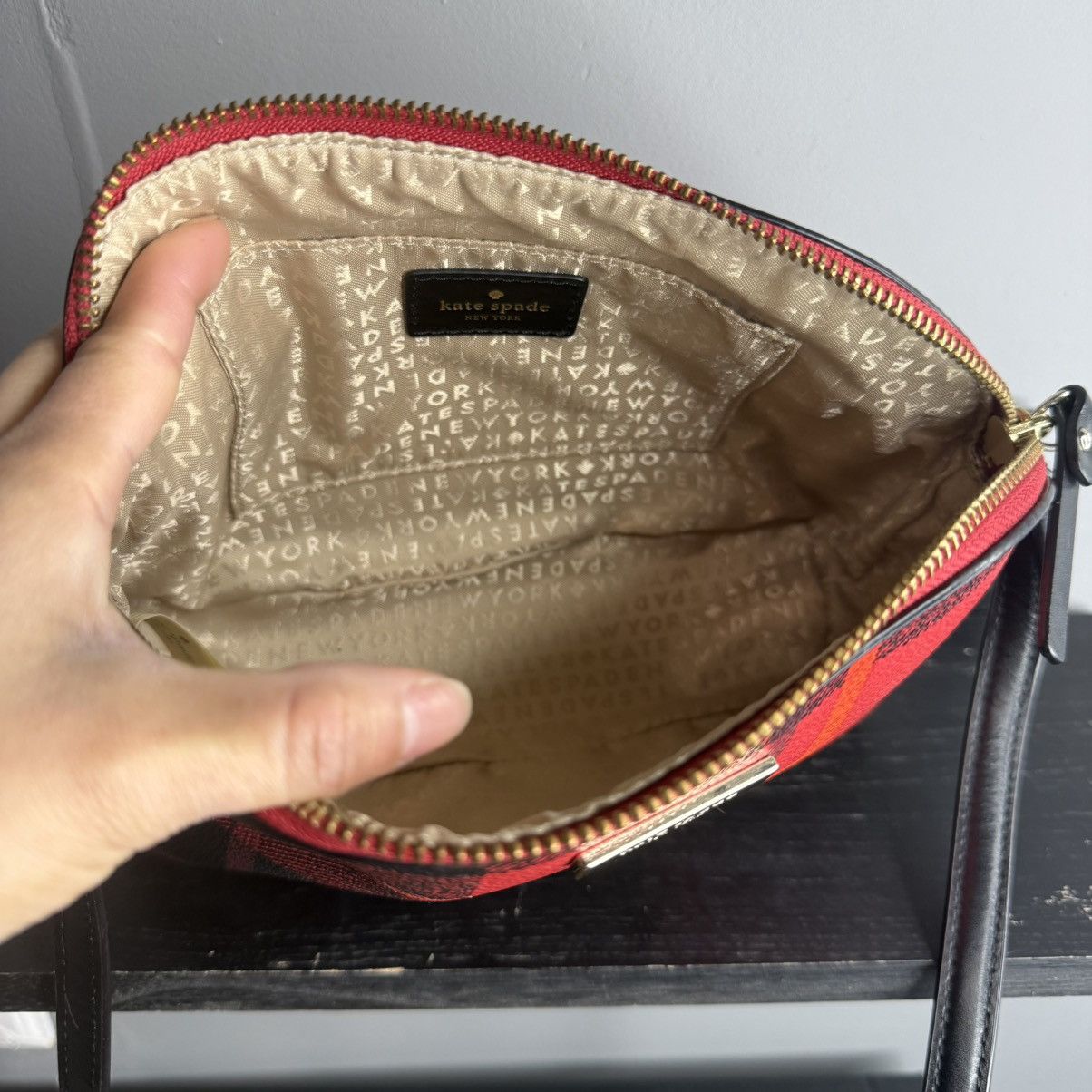 Kate Spade kate spade Red and Black Plaid Crossbody with Orange Accent Size ONE SIZE - 4 Thumbnail