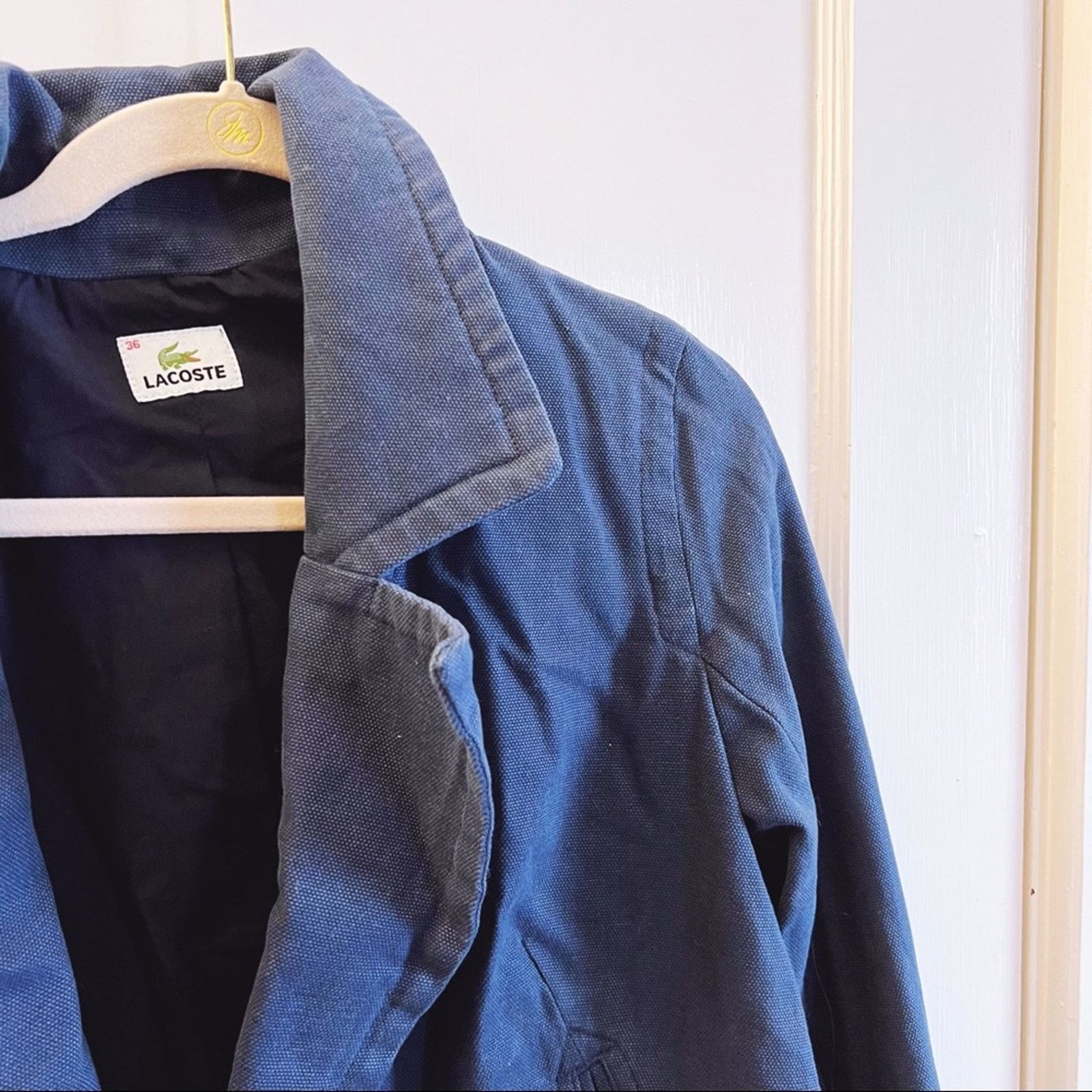 Lacoste Blue Cotton Double-Breasted Blazer