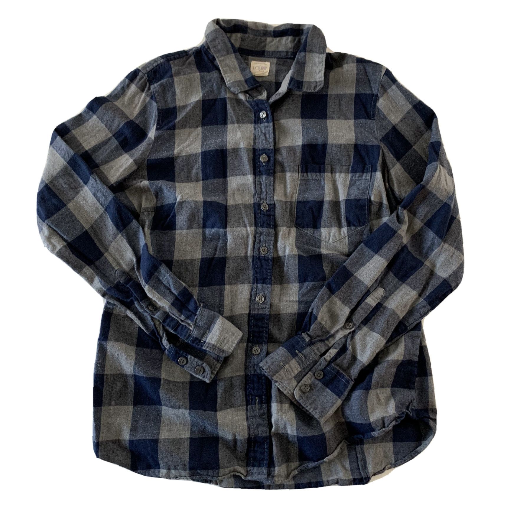 J.Crew J.CREW Plaid Button-Up Long Sleeve Top Women's M Blue Gray Shirt Size M / US 6-8 / IT 42-44 - 2 Thumbnail