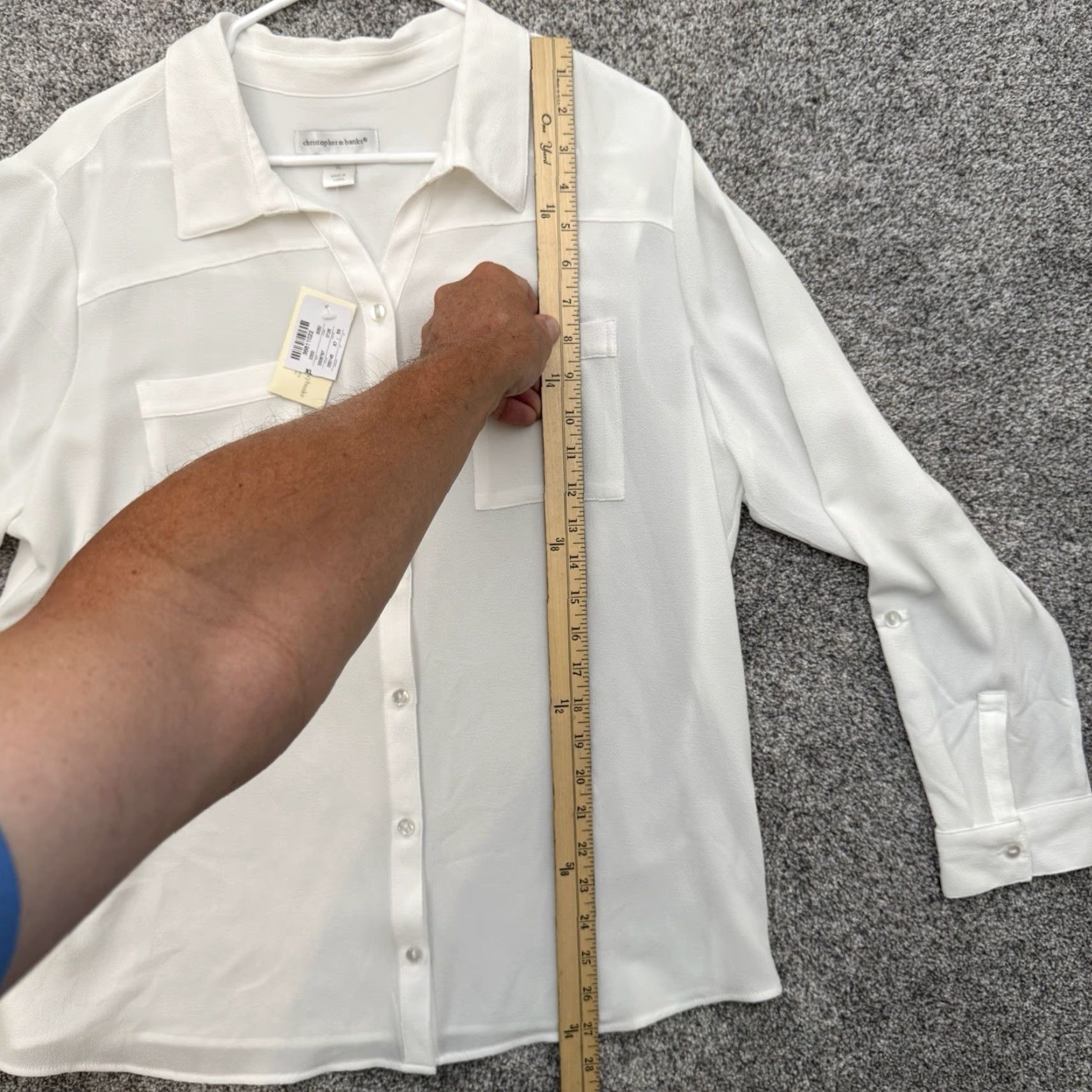 Vintage Christopher & Banks Button Down Shirt XL White Collared Long Sleeve Button-Up Women Office Chic Minimalist Crepe Semi-Sheer Casual Workwear 90s? Size XL / US 12-14 / IT 48-50 - 2 Thumbnail