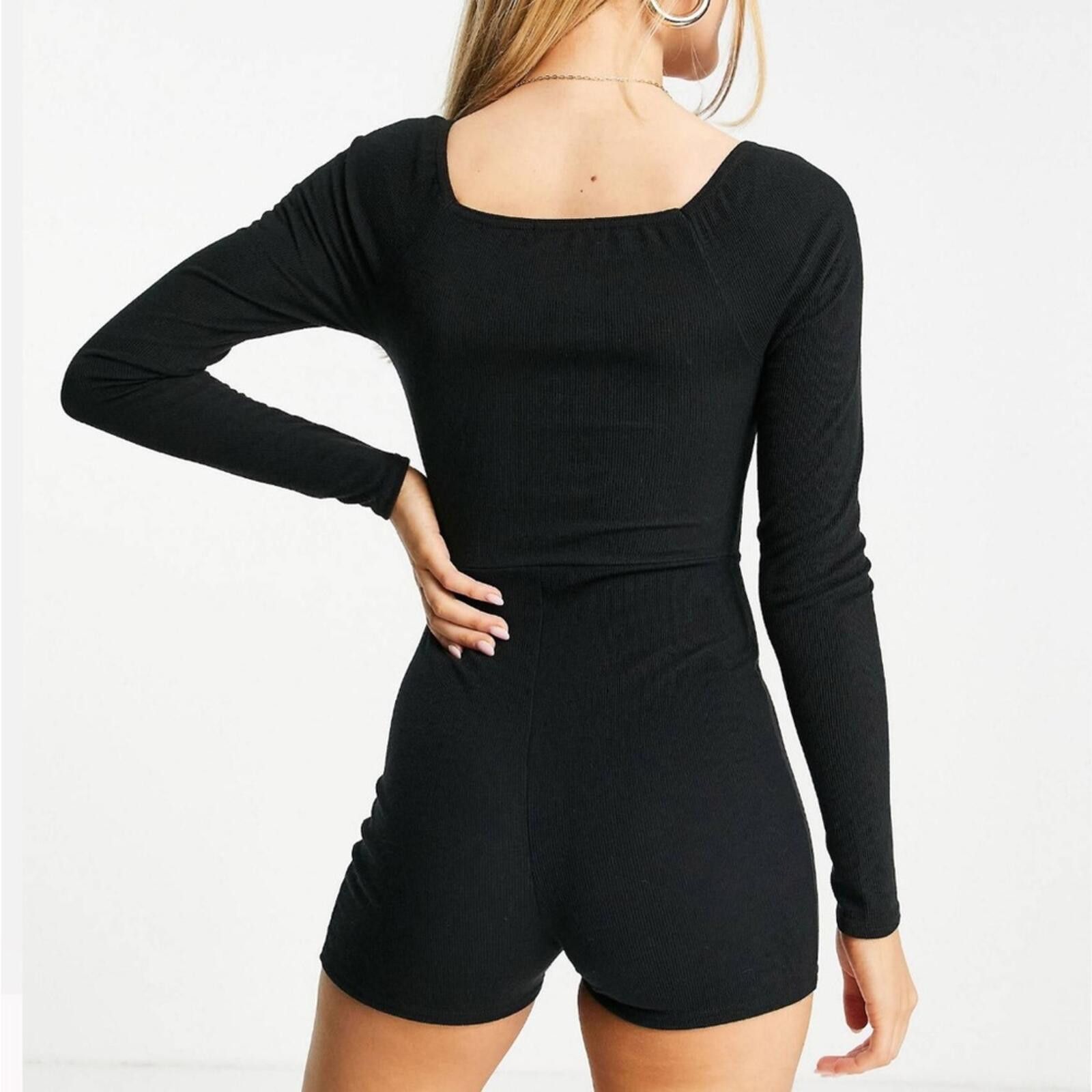 Other In The Style / Ribbed Long Sleeve Unitard / Black Size 28" / US 6 / IT 42 - 4 Thumbnail