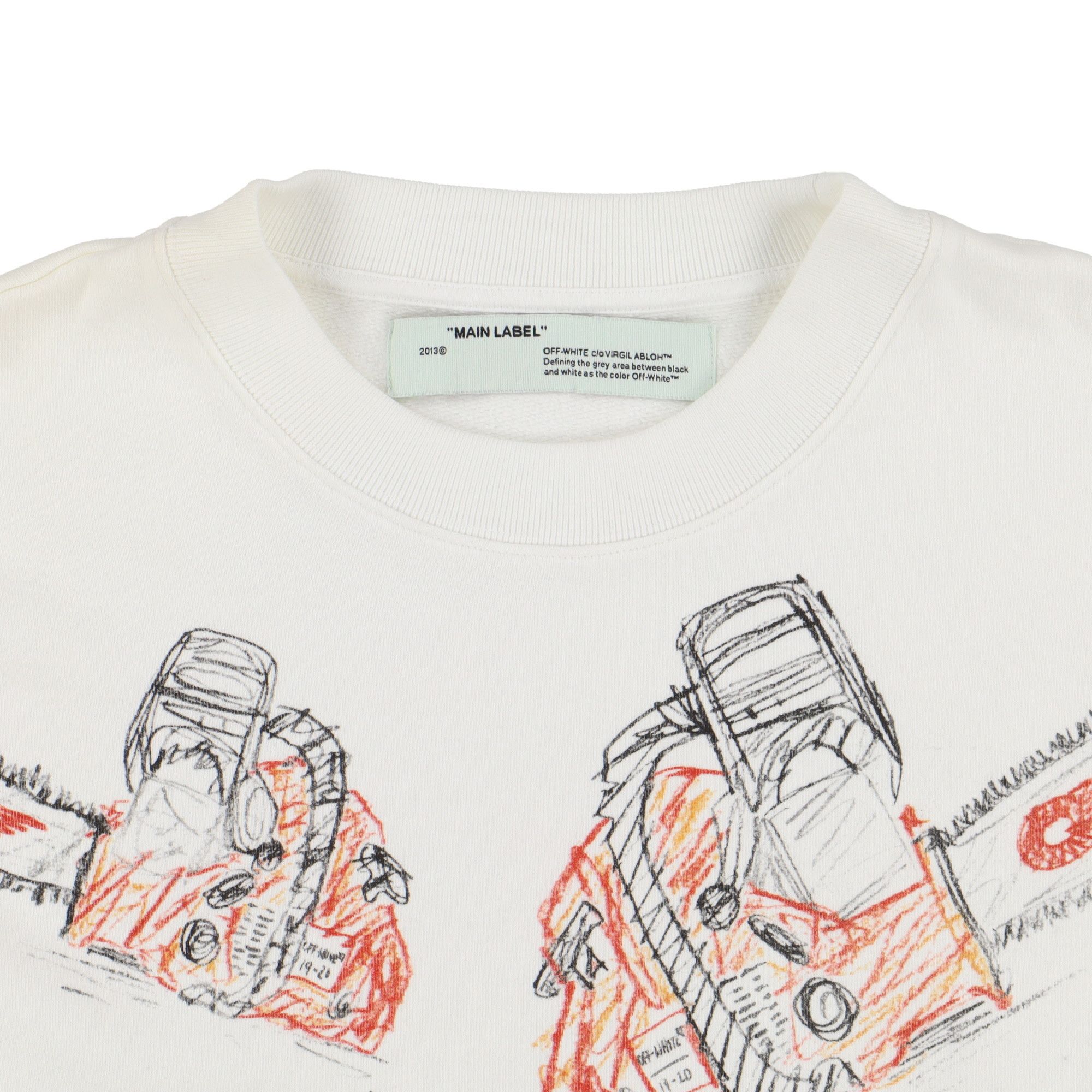 Off-White White Chainsaw Logo Print Sweatshirt Size US M / EU 48-50 / 2 - 5 Thumbnail