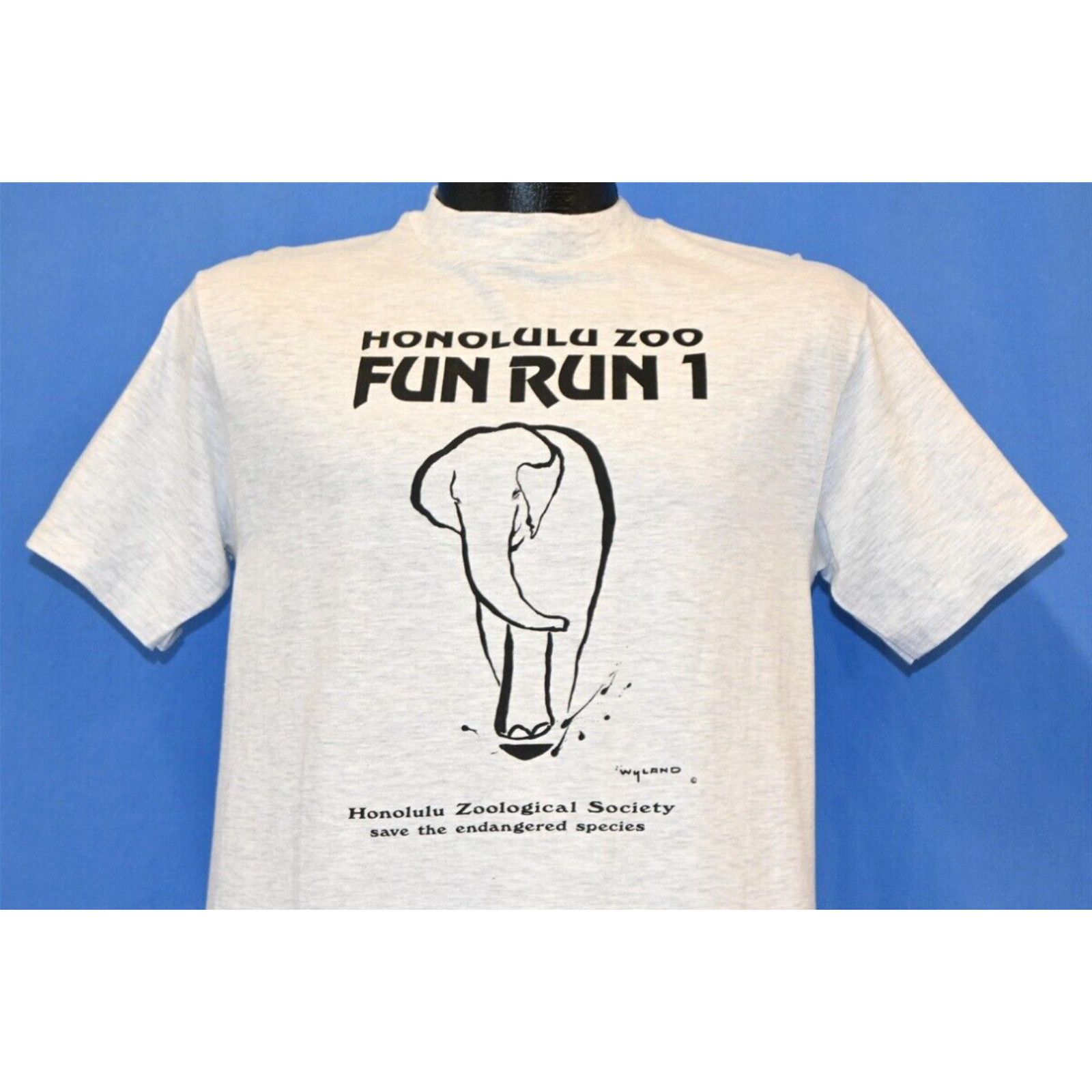 image of Hanes VTG 80's Honolulu Hawaii Zoo Fun Run Zoological Society Elephant T-Shirt Small S in White