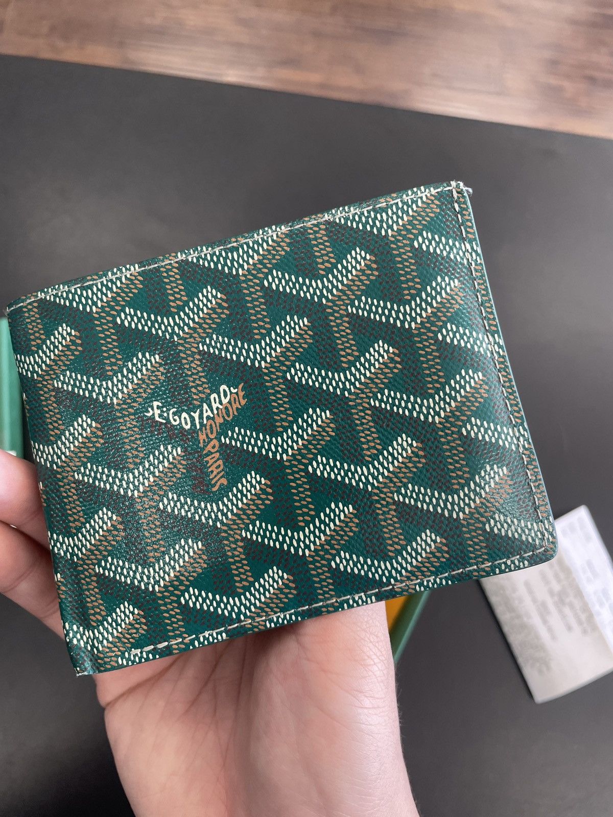 Green goyard wallet sale