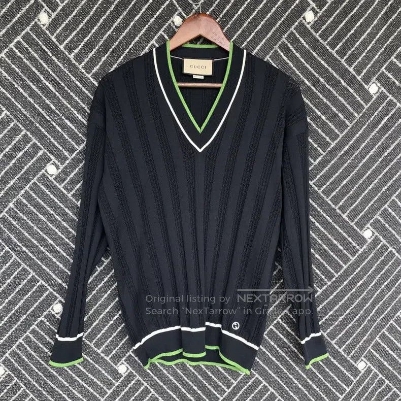 Gucci Gucci FW23 colour-blocked striped V-neck long-sleeved knit Size XXS / US 00 / IT 34 - 1 Thumbnail