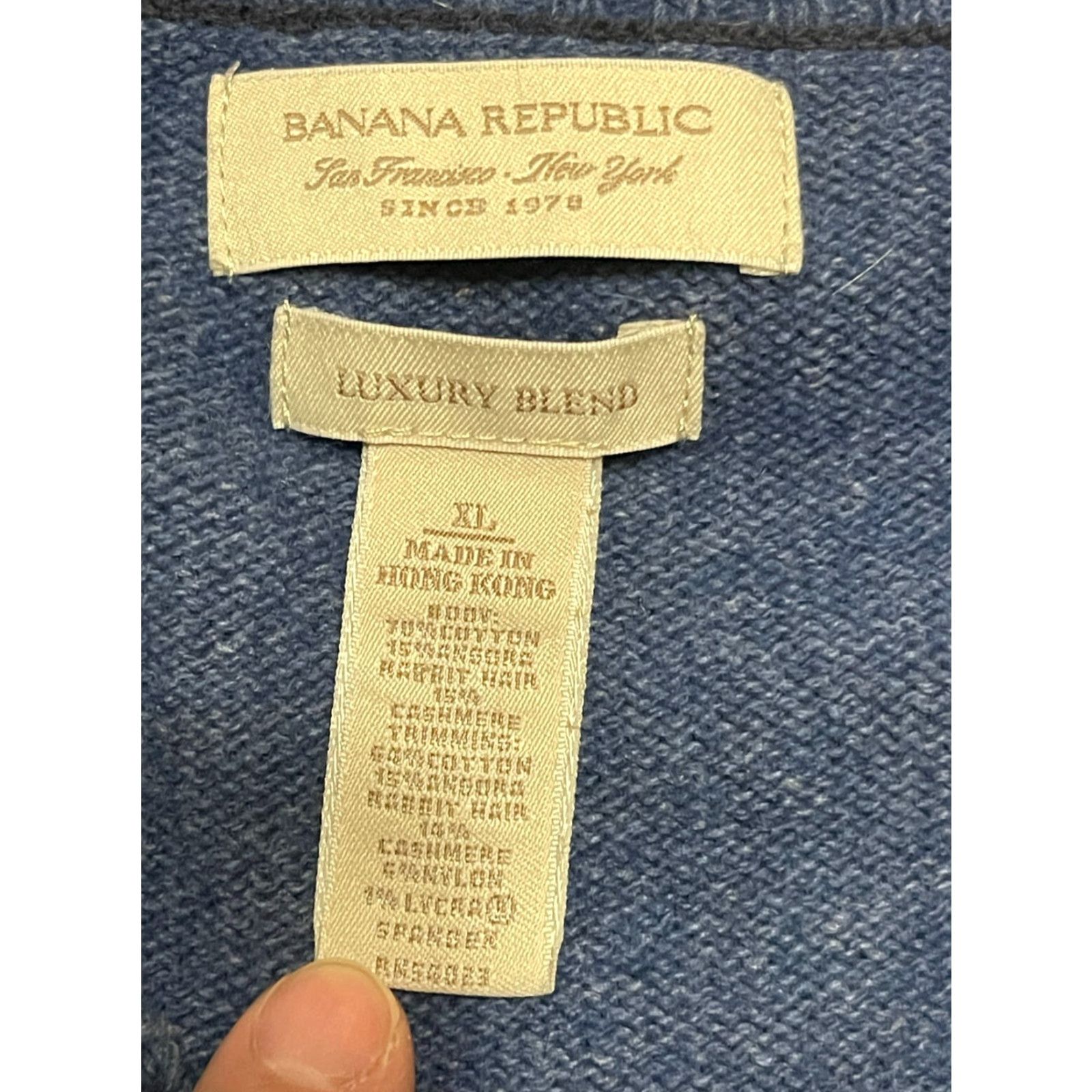 Banana Republic Banana Republic Sweater, Women's XL, Blue, Pullover, Long Sleeve, Luxury Blend, Regular Fit, Casual, Fall, Spring, Summer, Women Size XL / US 12-14 / IT 48-50 - 6 Thumbnail