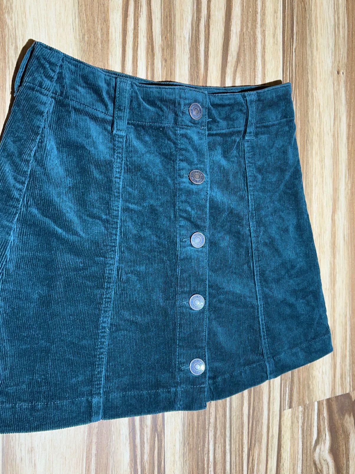 Forever 21 Forever 21 Dark Green Corduroy Button-Front Mini Skirt Size 27" / US 4 / IT 40 - 3 Thumbnail