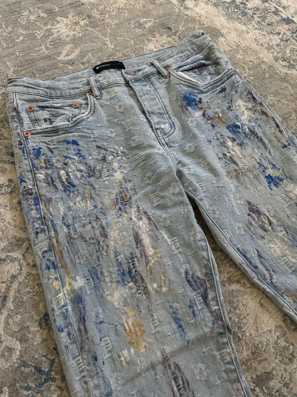 Purple Brand Purple Brand Monogram Painted Jeans Size US 33 - 1 Thumbnail