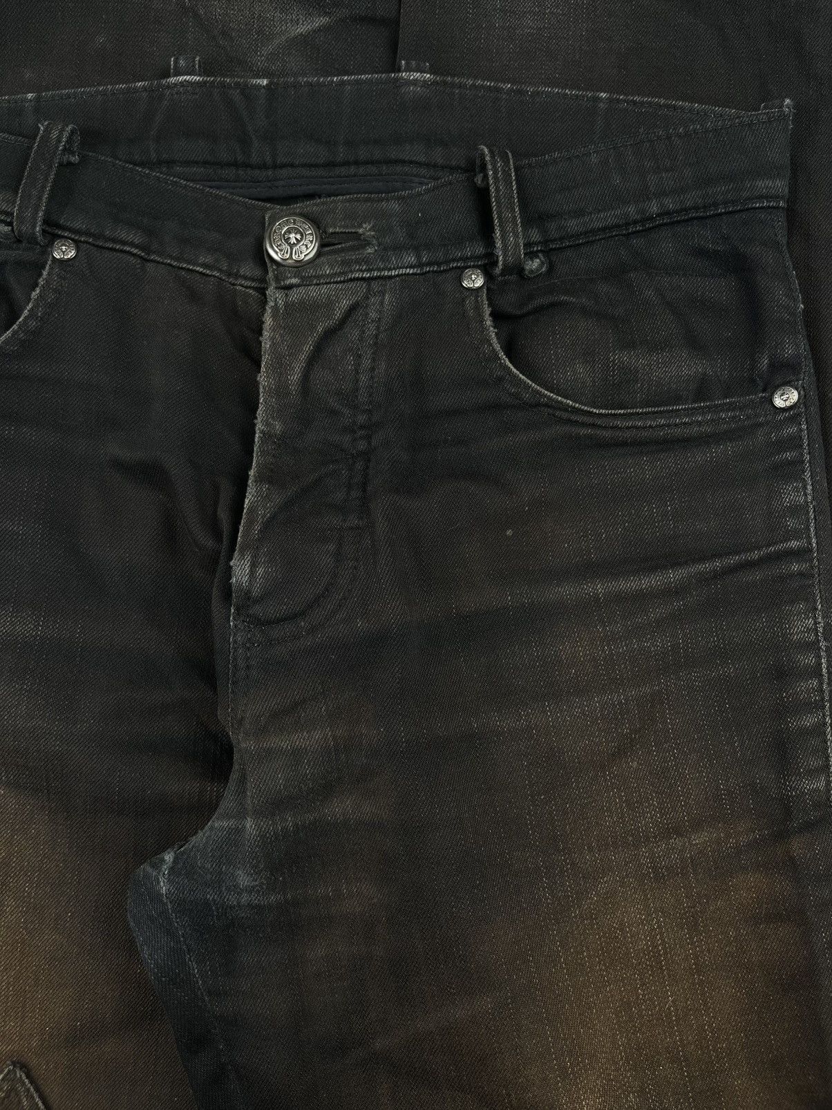 Chrome Hearts Chrome Hearts Thrashed Faded Fleur Knee Silver Denim Jeans Size US 30 / EU 46 - 5 Thumbnail