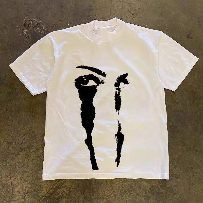 Japanese Brand White casual retro eye print cotton t-shirt Size US M / EU 48-50 / 2 - 1 Thumbnail