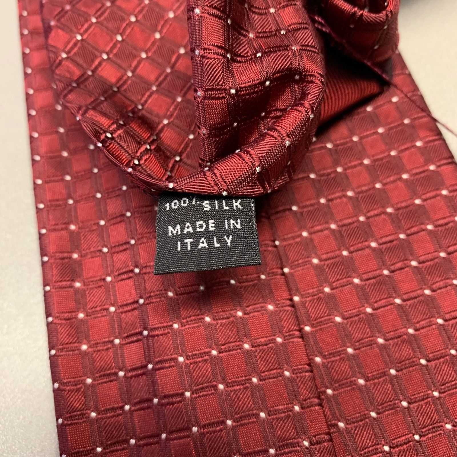 Other BORRELLI Burgundy White Checkered Silk Tie Size ONE SIZE - 3 Thumbnail