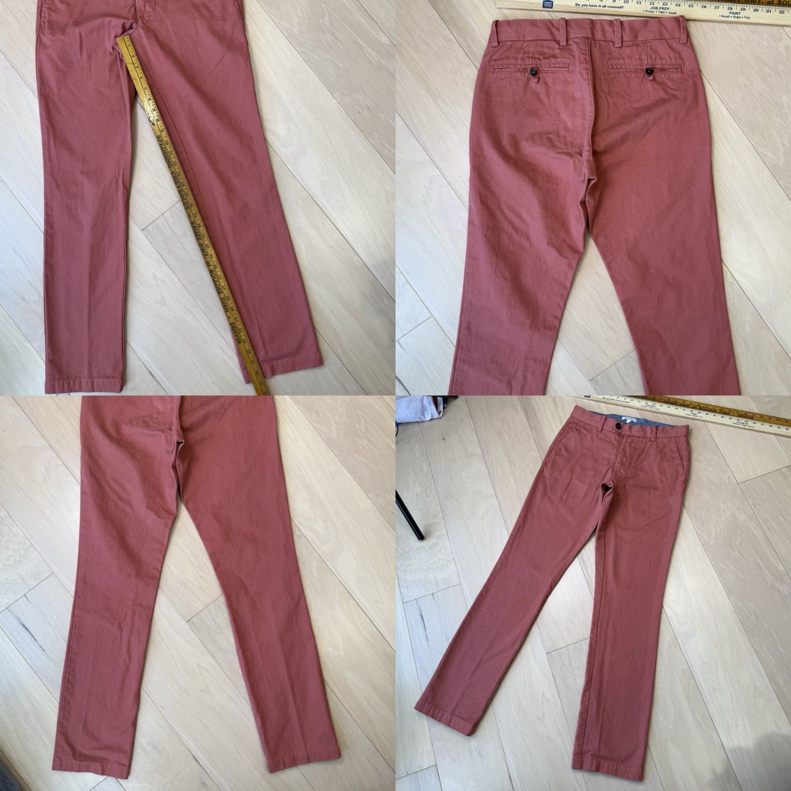 Gustin Gustin American Chino Pants 30 Red Cotton Canvas 5-Pocket Button Zip Regular Straight Men Size US 30 / EU 46 - 8 Thumbnail