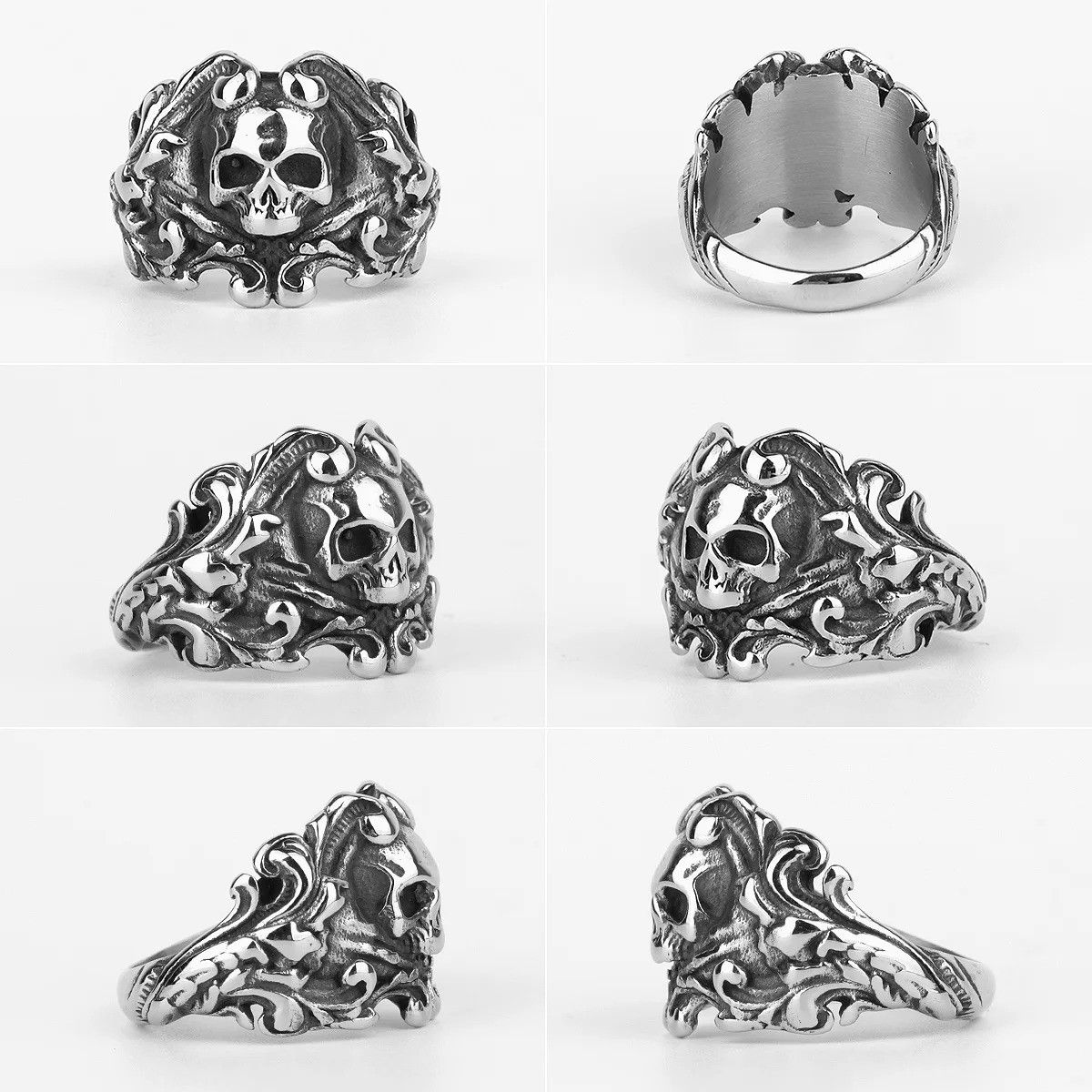 Jewelry Petal Skull Ring Streetwear Jewelry Fashion Gift Size ONE SIZE - 5 Thumbnail