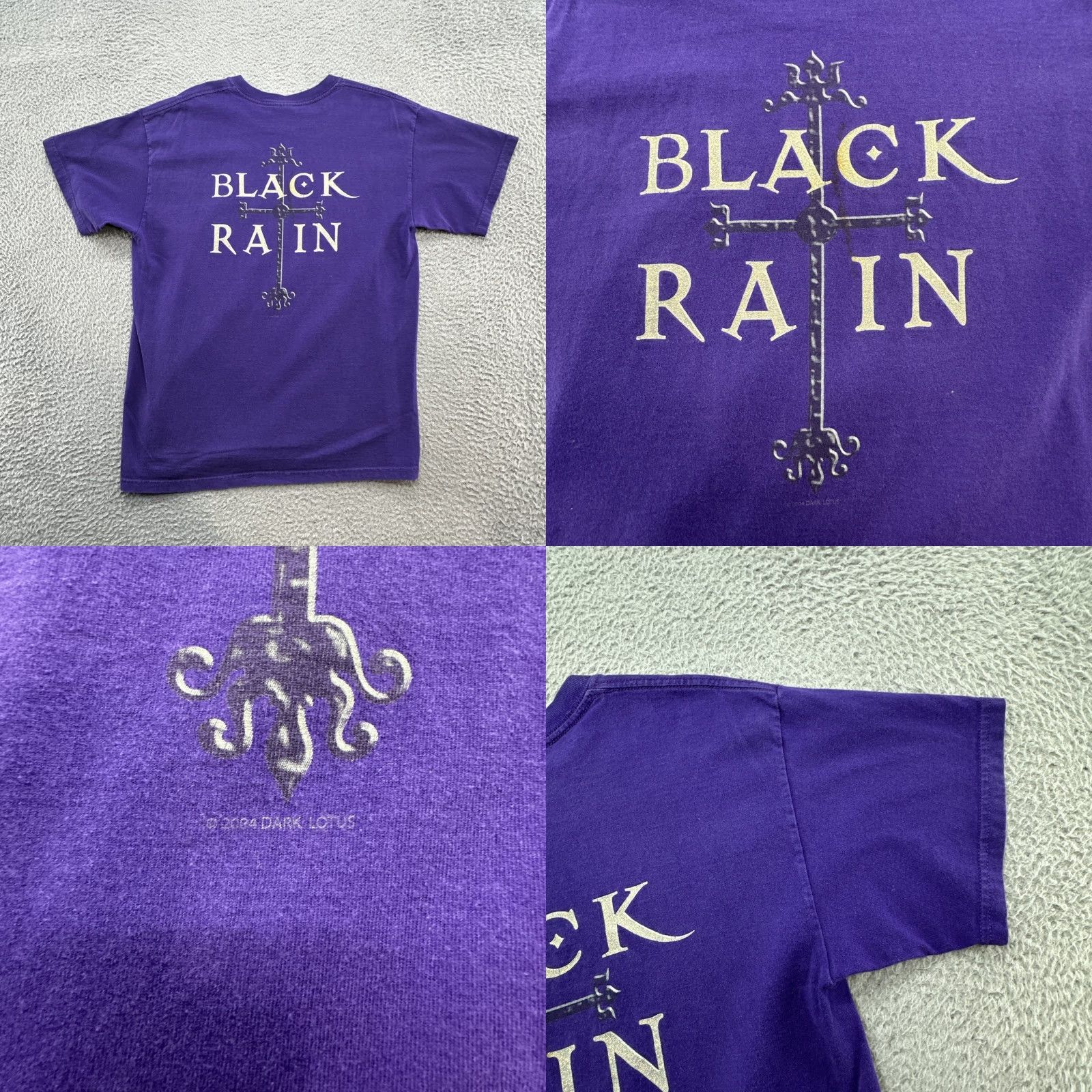 Vintage VINTAGE Rare Dark Lotus Black Rain 2004 Y2K Purple T-Shirt Large Shirt Men Cotton Gildan 5000 Music Limited Edition Twiztid ICP-1990s 2000s Womens? Size US L / EU 52-54 / 3 - 9 Thumbnail