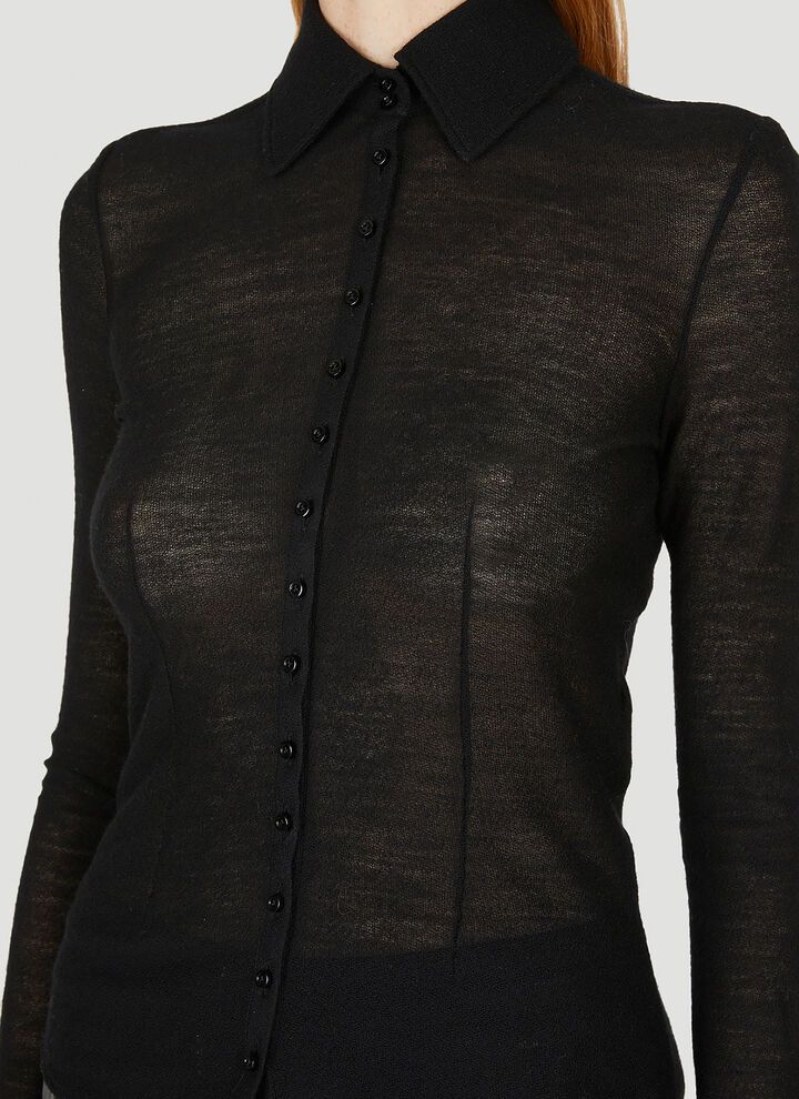 Saint Laurent Paris o1bcso1str0325 Fitted Shirt In Wool Jersey in Black Size XS / US 0-2 / IT 36-38 - 5 Thumbnail