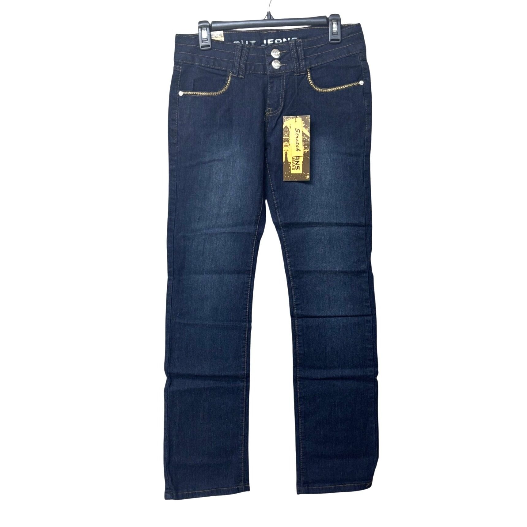 Other Out Jeans Women’s Cross-stitch Straight Leg Stretch Jeans, D Size 28" / US 6 / IT 42 - 4 Thumbnail