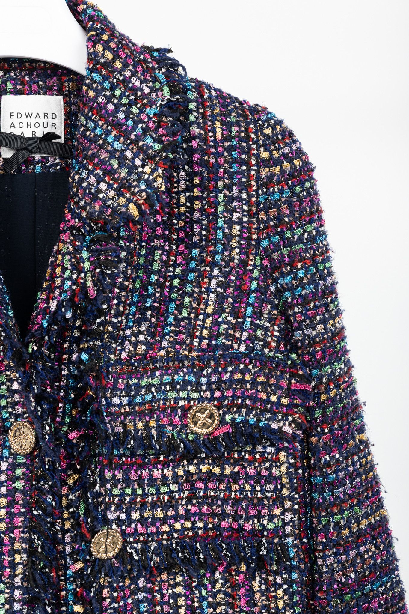 Other Edward Achour Paris Multicolour Tweed Fringe-Trim Jacket Size S / US 4 / IT 40 - 5 Thumbnail